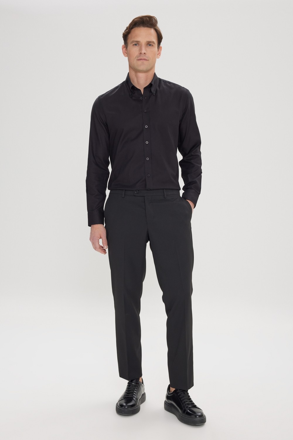 Altınyıldız Classics Erkek Siyah Comfort Fit Rahat Kesim Yan Cep Klasik Pantolon görsel 7