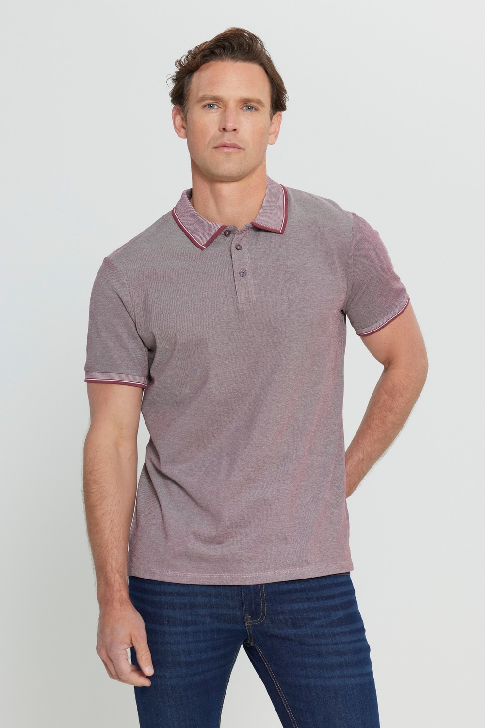 Altınyıldız Classics Erkek Çekmeyen Pamuklu Kumaş Slim Fit Dar Kesim Simsiyah Kıvrılmaz Polo Yaka T-shirt görsel 4