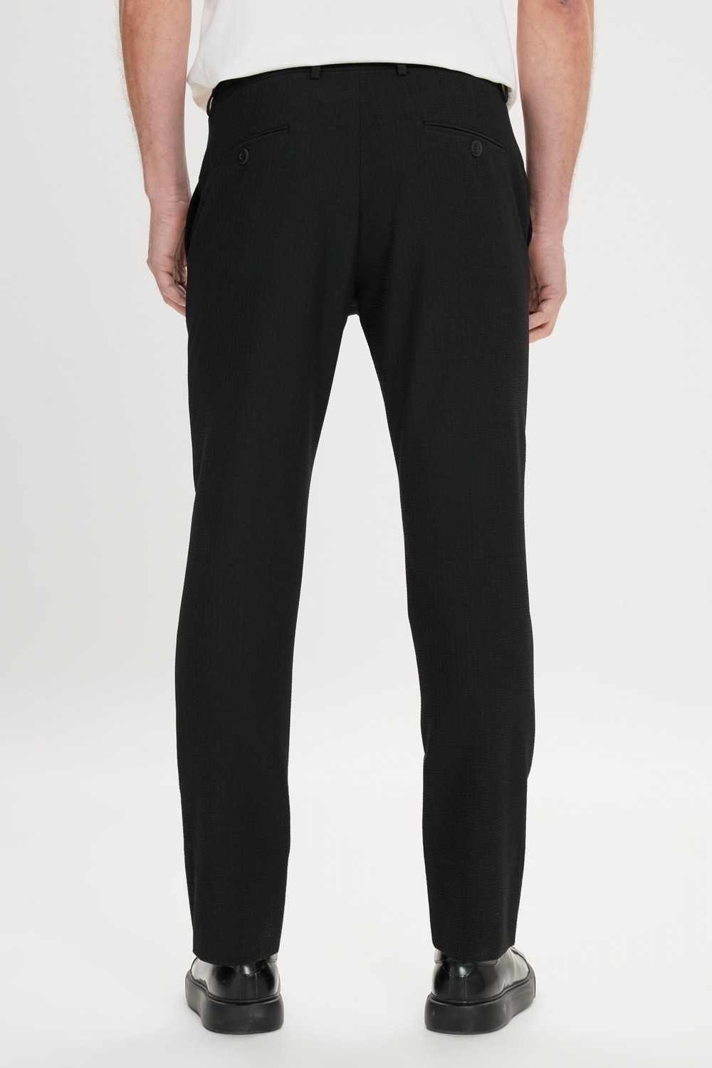 Altınyıldız Classics Erkek Bej Slim Fit Dar Kesim Beli Bağlamalı Yan Cep Gofre Desenli Pantolon görsel 6