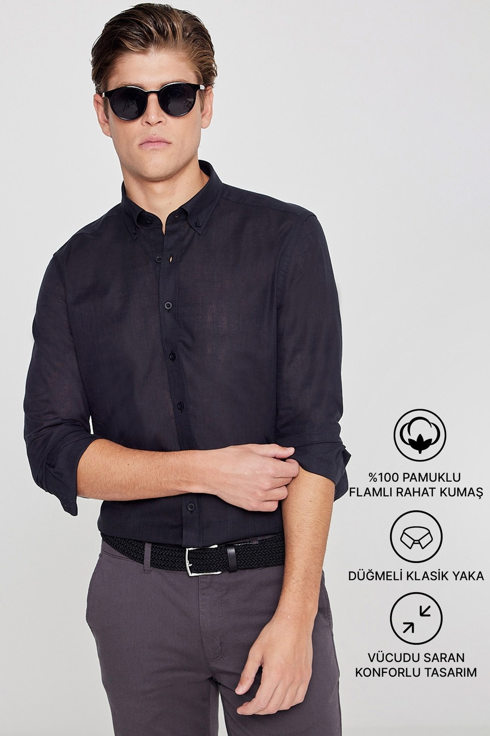 Altınyıldız Classics Erkek Beyaz Kolay Ütülenebilen %100 Pamuk Nefes Alabilen Terletmez Slim Fit Gömlek