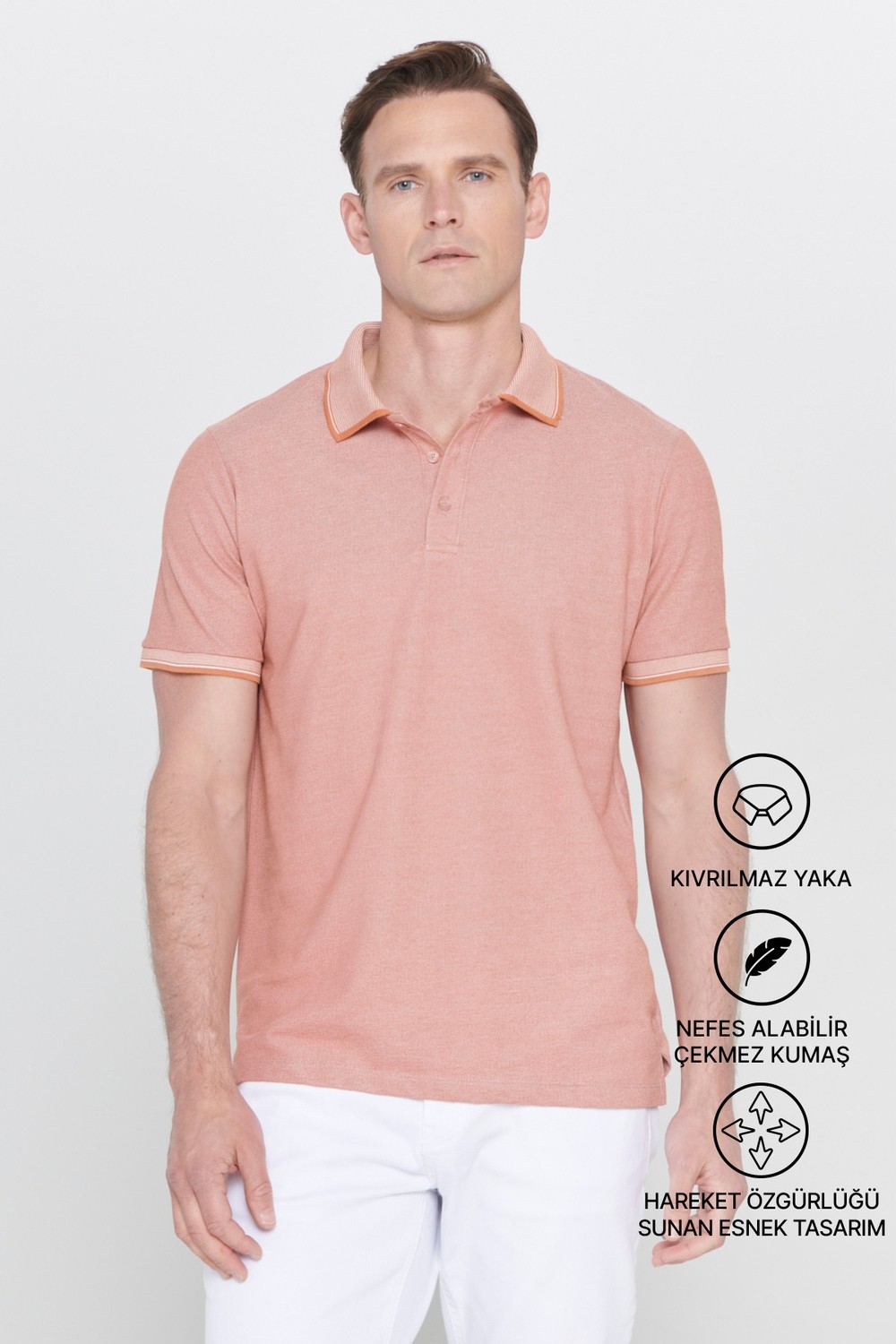 Altınyıldız Classics Erkek Çekmeyen Pamuklu Kumaş Slim Fit Dar Kesim Simsiyah Kıvrılmaz Polo Yaka T-shirt