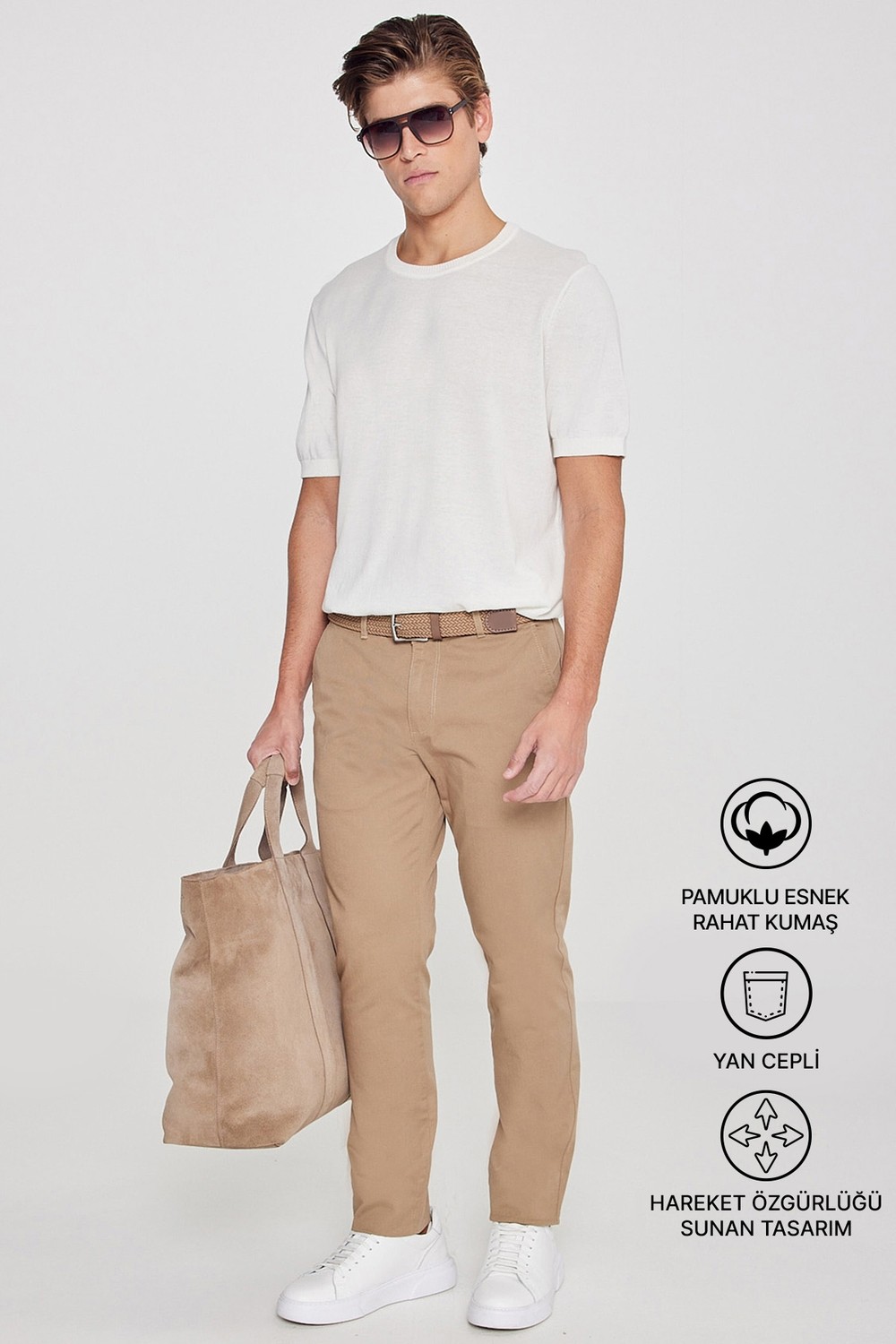 Altınyıldız Classics Erkek Siyah Kanvas Diz İzi Yapmayan Slim Fit Dar Kesim Yan Cep Chino Pantolon görsel 8