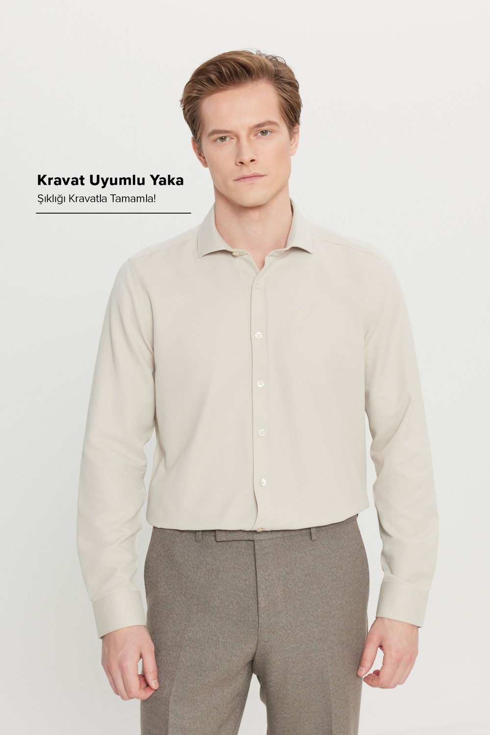Altınyıldız Classics Erkek Beyaz Kolay Ütülenebilir Slim Fit Dar Kesim Italyan Yaka Armürlü Gömlek