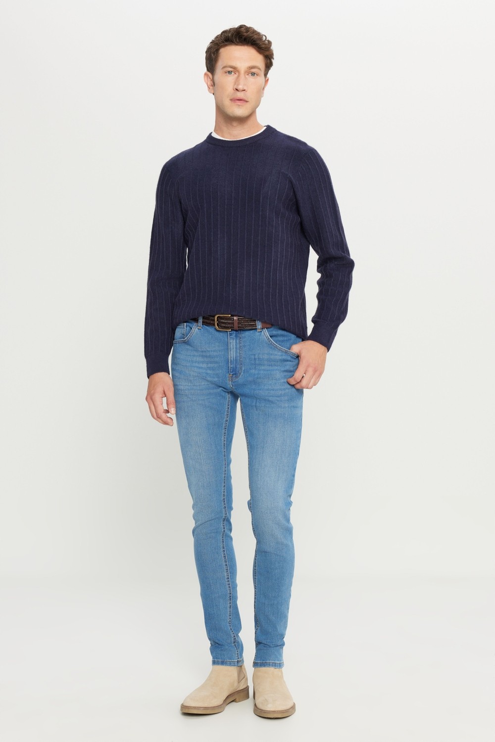Altınyıldız Classics Erkek K.mavı Diz İzi Yapmayan Pamuklu Denim Esnek Jean Kot Pantolon Slim Fit Dar Kesim Magic görsel 4