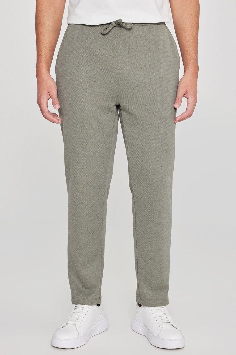 Altınyıldız Classics Erkek Siyah Pamuklu Esnek Beli Lastikli Diagonal Desenli Jogger Pantolon Standart Fit Normal Kesim görsel 2