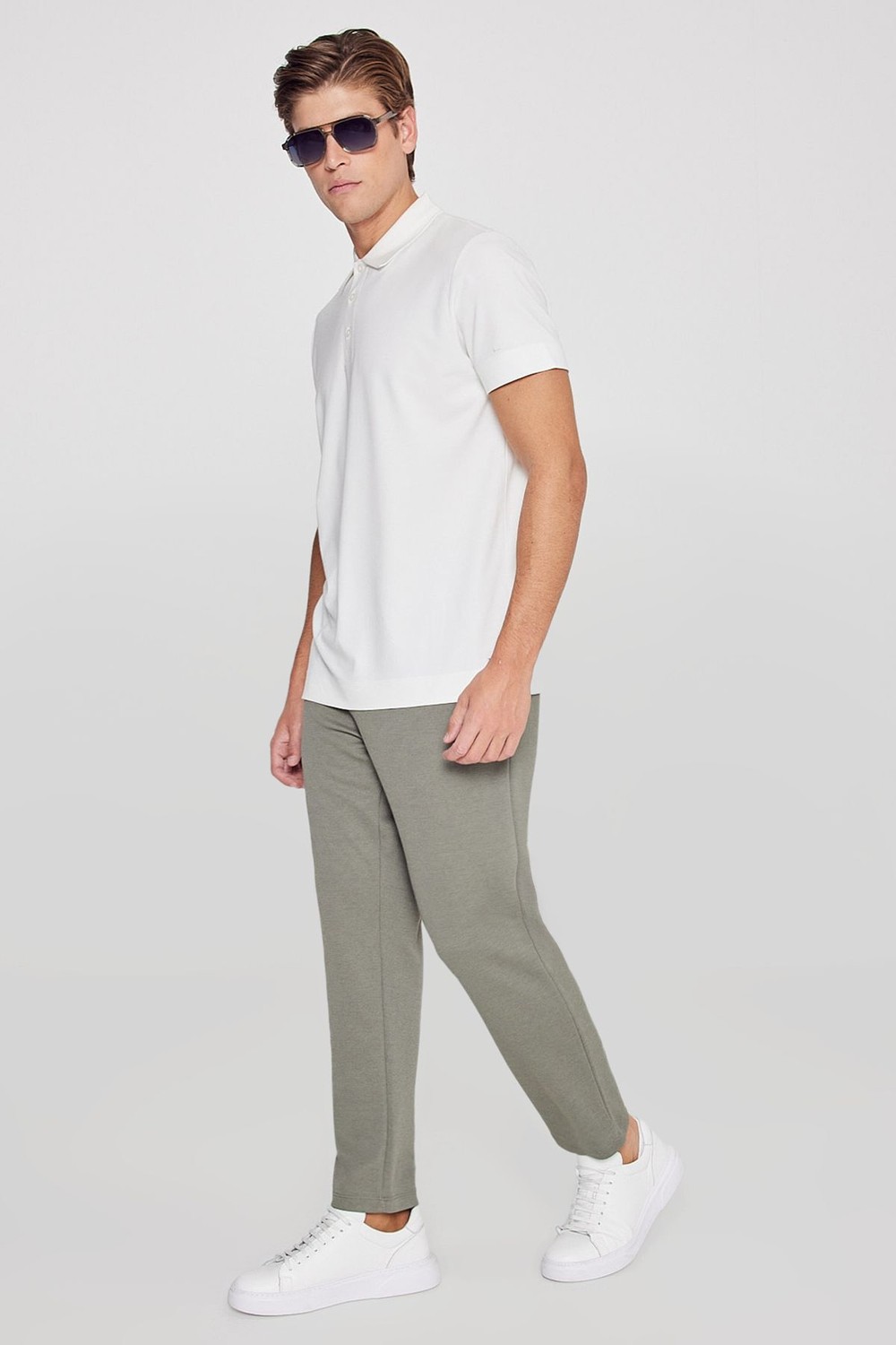 Altınyıldız Classics Erkek Siyah Pamuklu Esnek Beli Lastikli Diagonal Desenli Jogger Pantolon Standart Fit Normal Kesim görsel 3