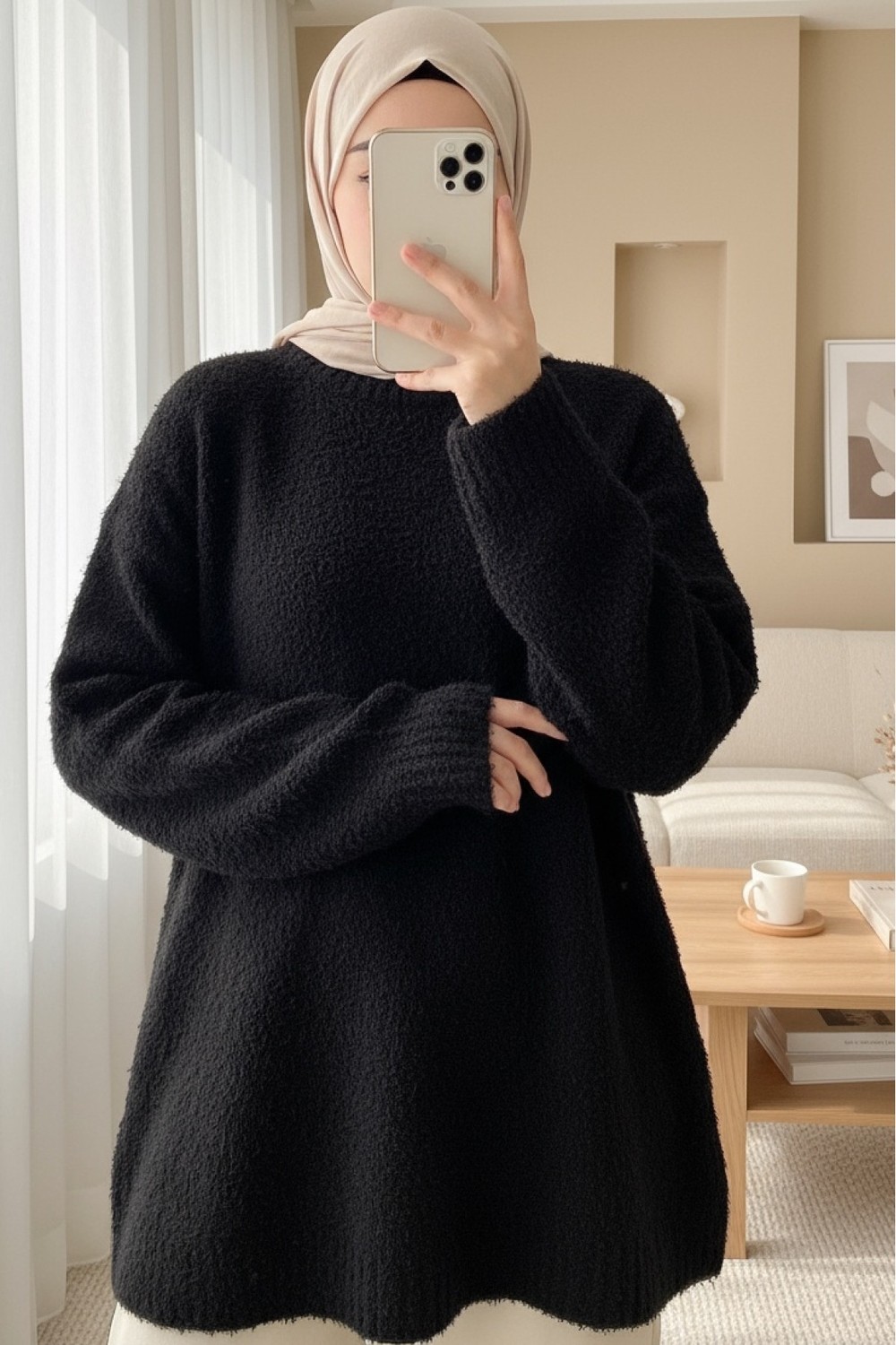 Moda Morfo Yuvarlak Yaka Salaş Yumoş Triko Kazak -Bordo