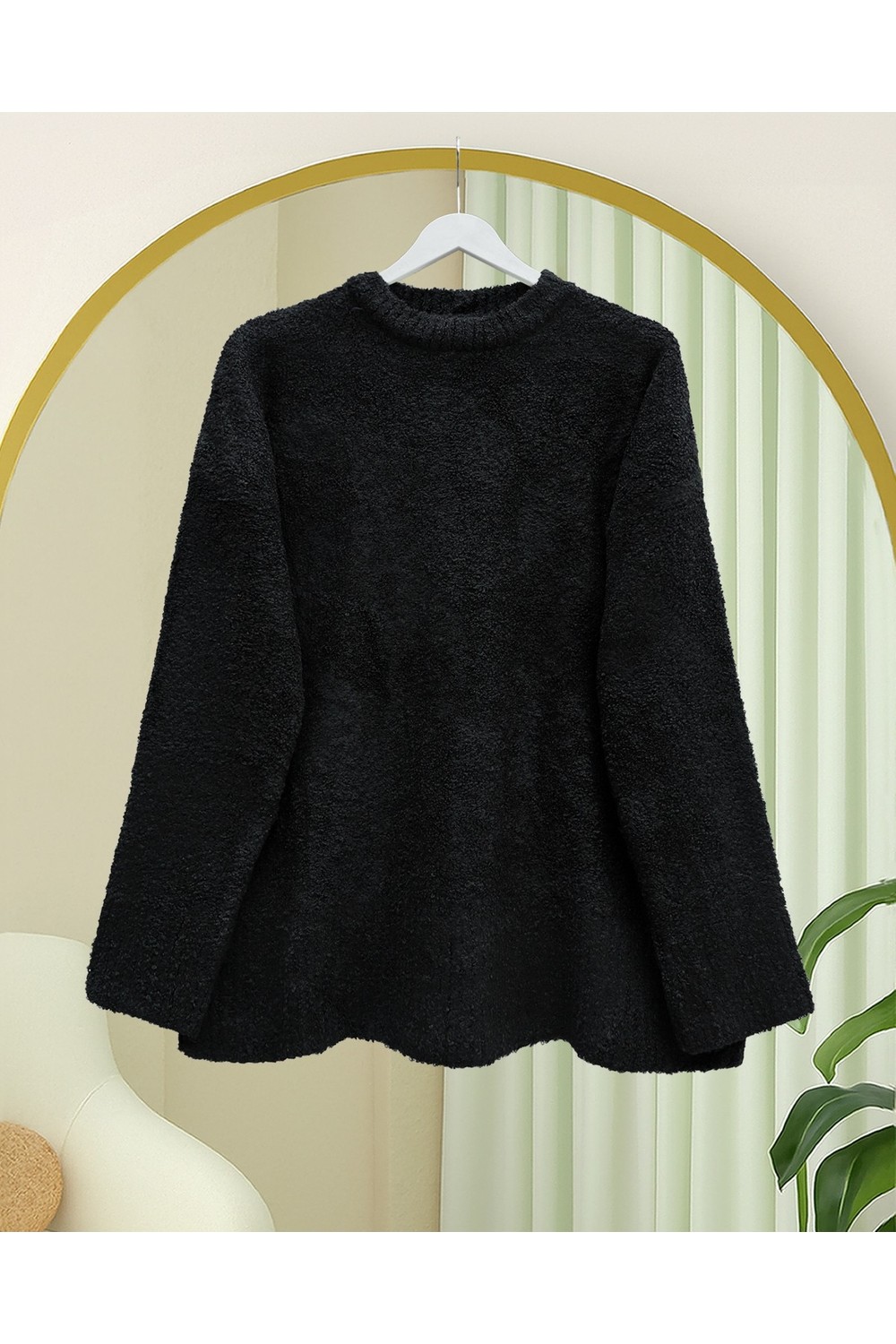 Moda Morfo Yuvarlak Yaka Salaş Yumoş Triko Kazak -Bordo görsel 2