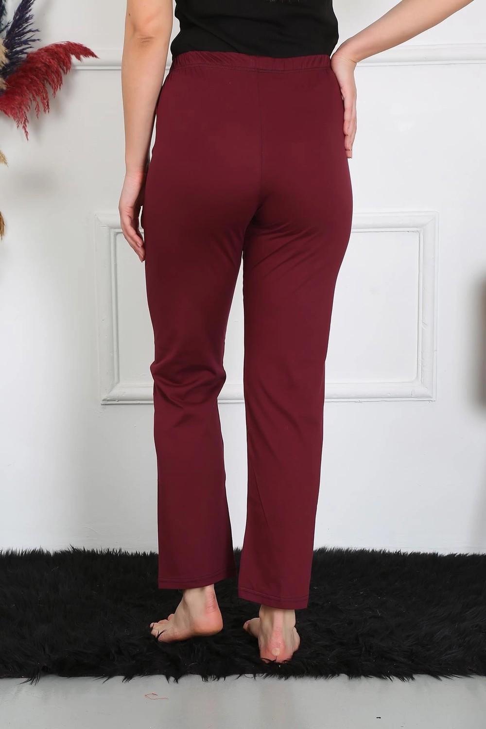 mery Kadın Pamuk Penye Tek Alt Pijama Bordo Mery görsel 5