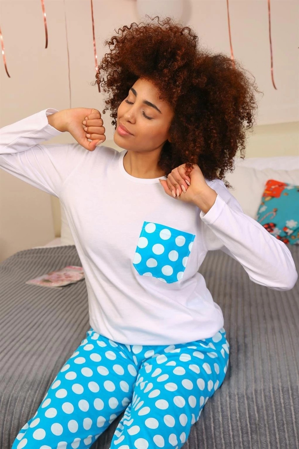 mery Kadın Uzun Kol Penye Pijama Takım Beyaz Mery görsel 5
