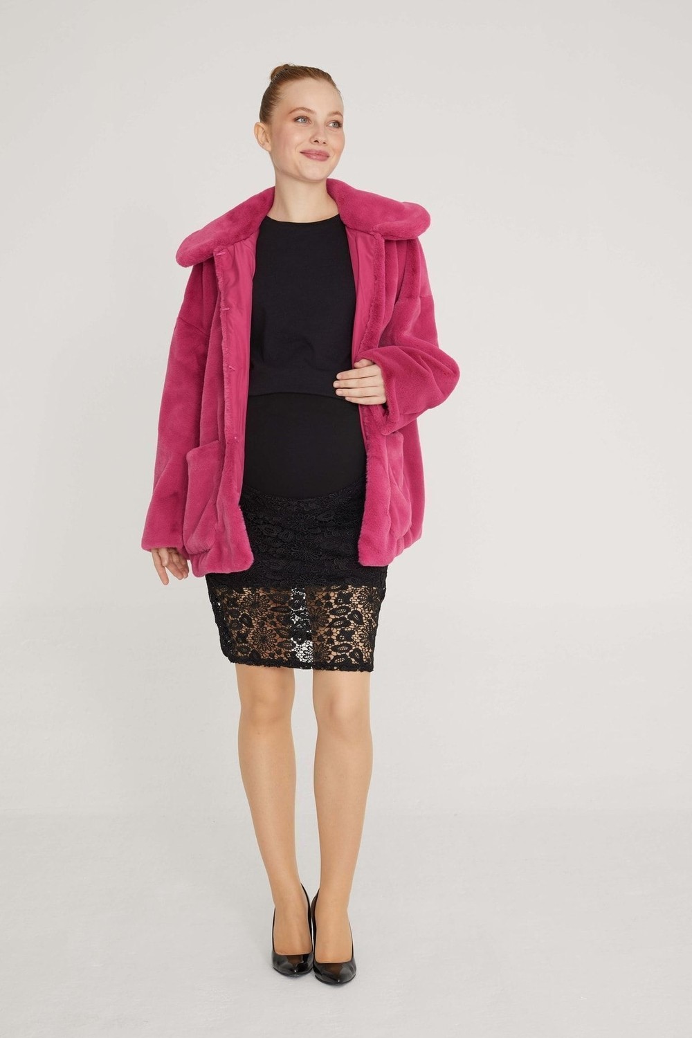 Vavien Dantelli Hamile Etek 1062 Siyah Günlük ve Özel Gün Kullanımı için Uygun görsel 7
