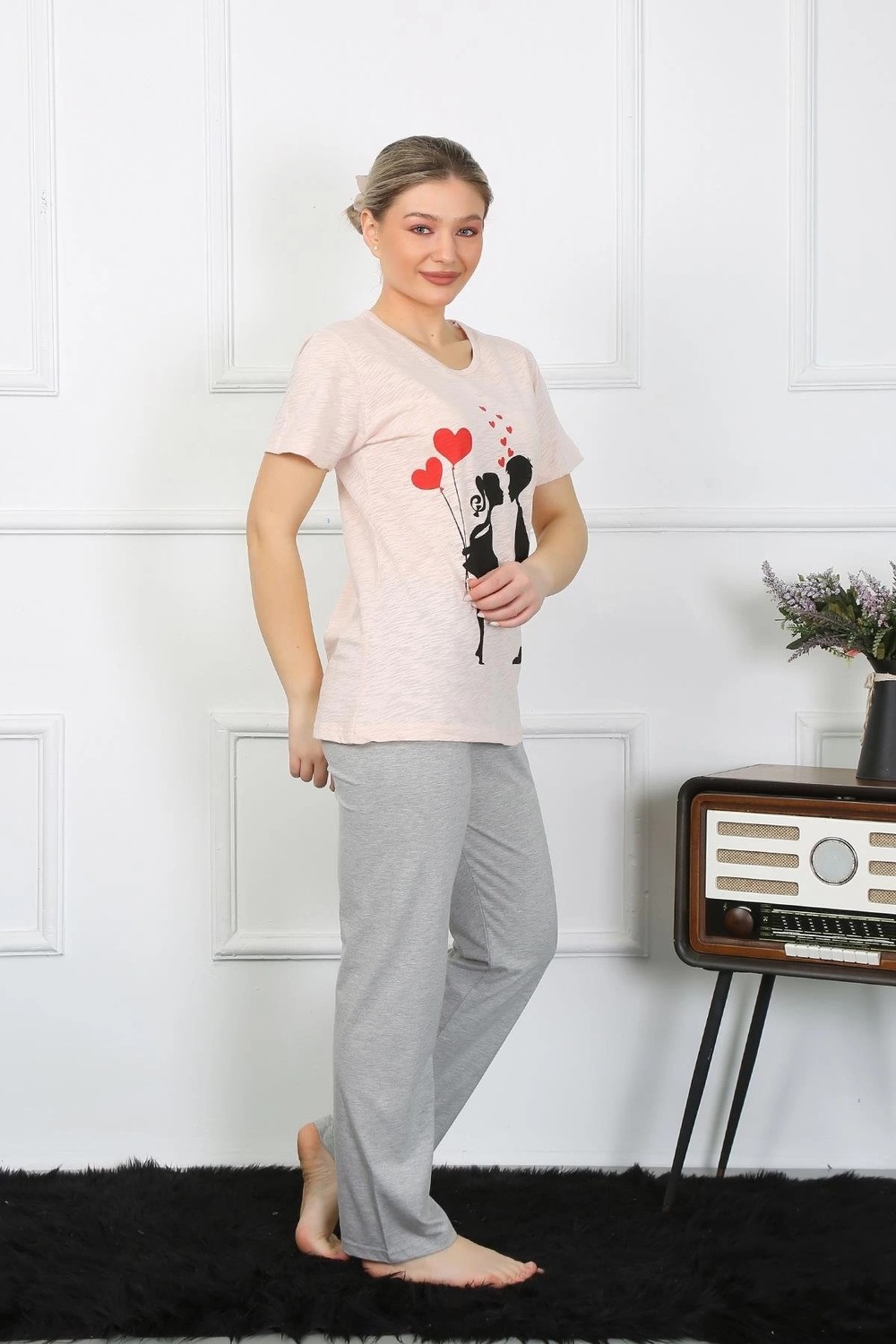 mery Kadın Kısa Kol Penye Pijama Takım Mery