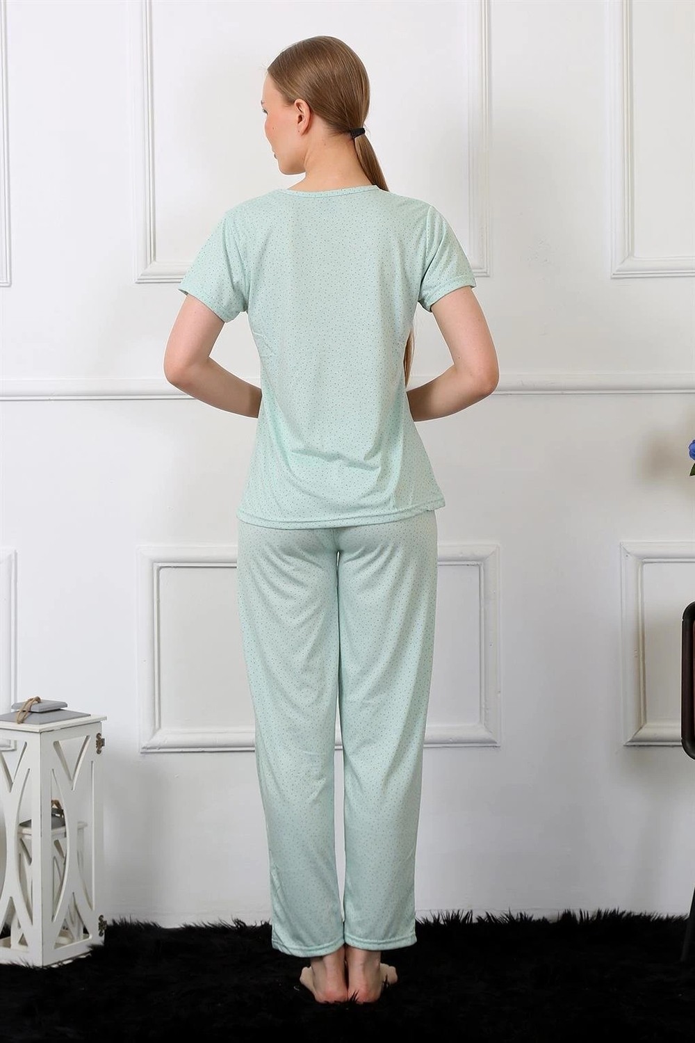 mery Kadın Kısa Kol Pijama Takım Su Yeşili Mery görsel 4