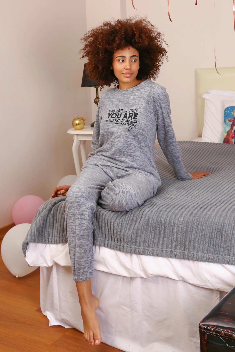 mery Polar Kadın Pijama Takımı Gri Mery görsel 2