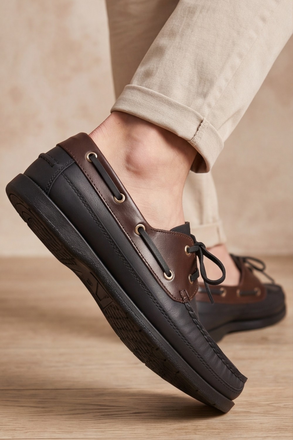 Liarca Royal Marine Siyah Kahve Premium Deri Erkek Loafer - El Işçiliği Özel Tasarım Klasik Gemi Ayakkabısı (Boat Shoe) Serisi görsel 4