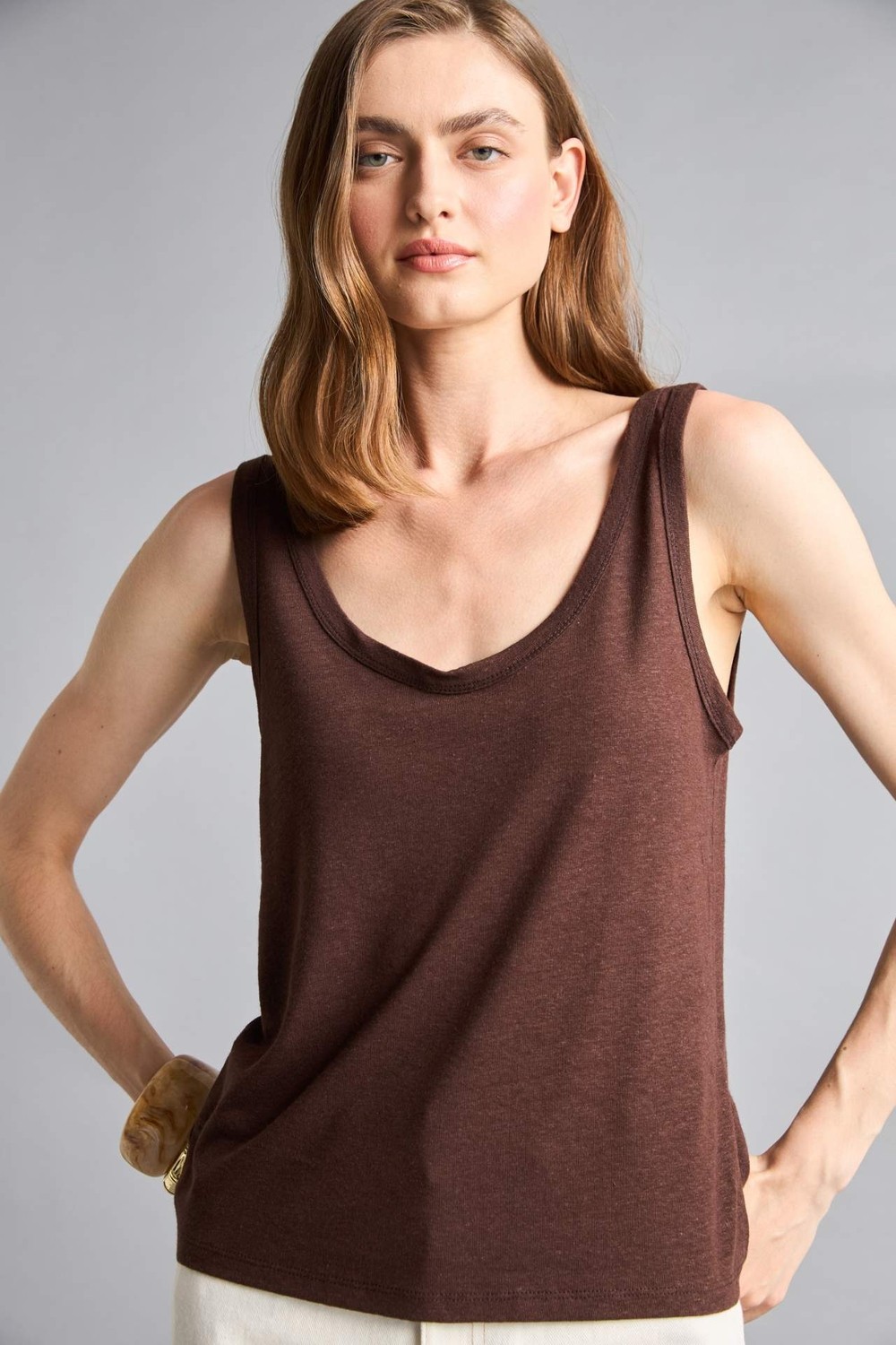 DeFacto Regular Fit Basic Düz Bisiklet Yaka Keten Karışımlı Atlet D4453AX26HS görsel 5