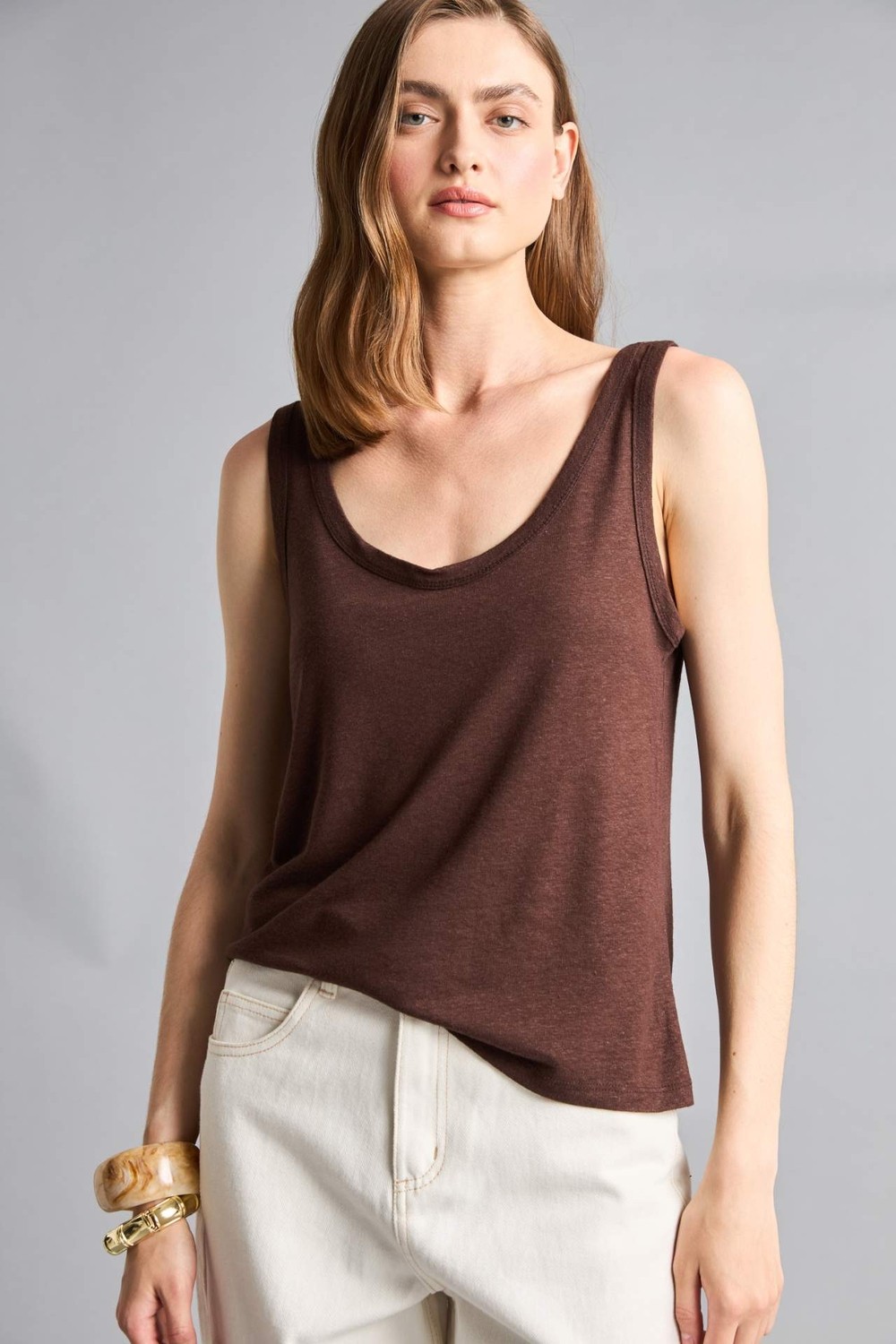 DeFacto Regular Fit Basic Düz Bisiklet Yaka Keten Karışımlı Atlet D4453AX26HS görsel 7