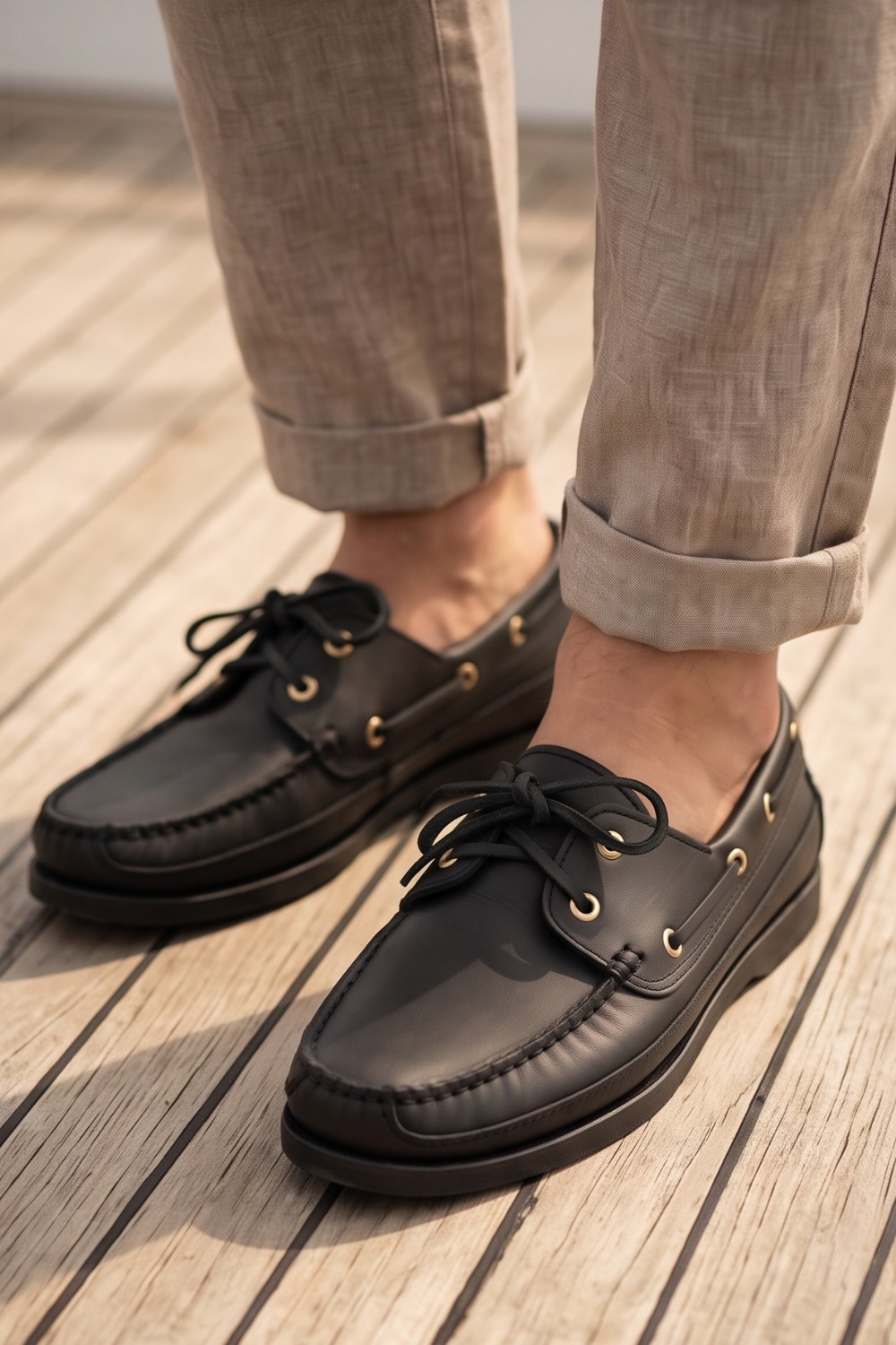 Liarca Royal Marine Siyah Kahve Premium Deri Erkek Loafer - El Işçiliği Özel Tasarım Klasik Gemi Ayakkabısı (Boat Shoe) Serisi görsel 6