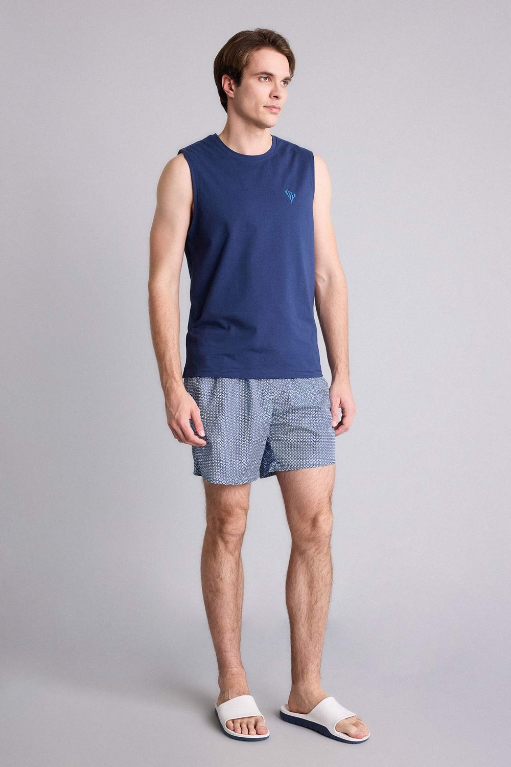 DeFacto Regular Fit Baskılı File Astarlı Kısa Boy Deniz Şortu G7108AX26HS görsel 2