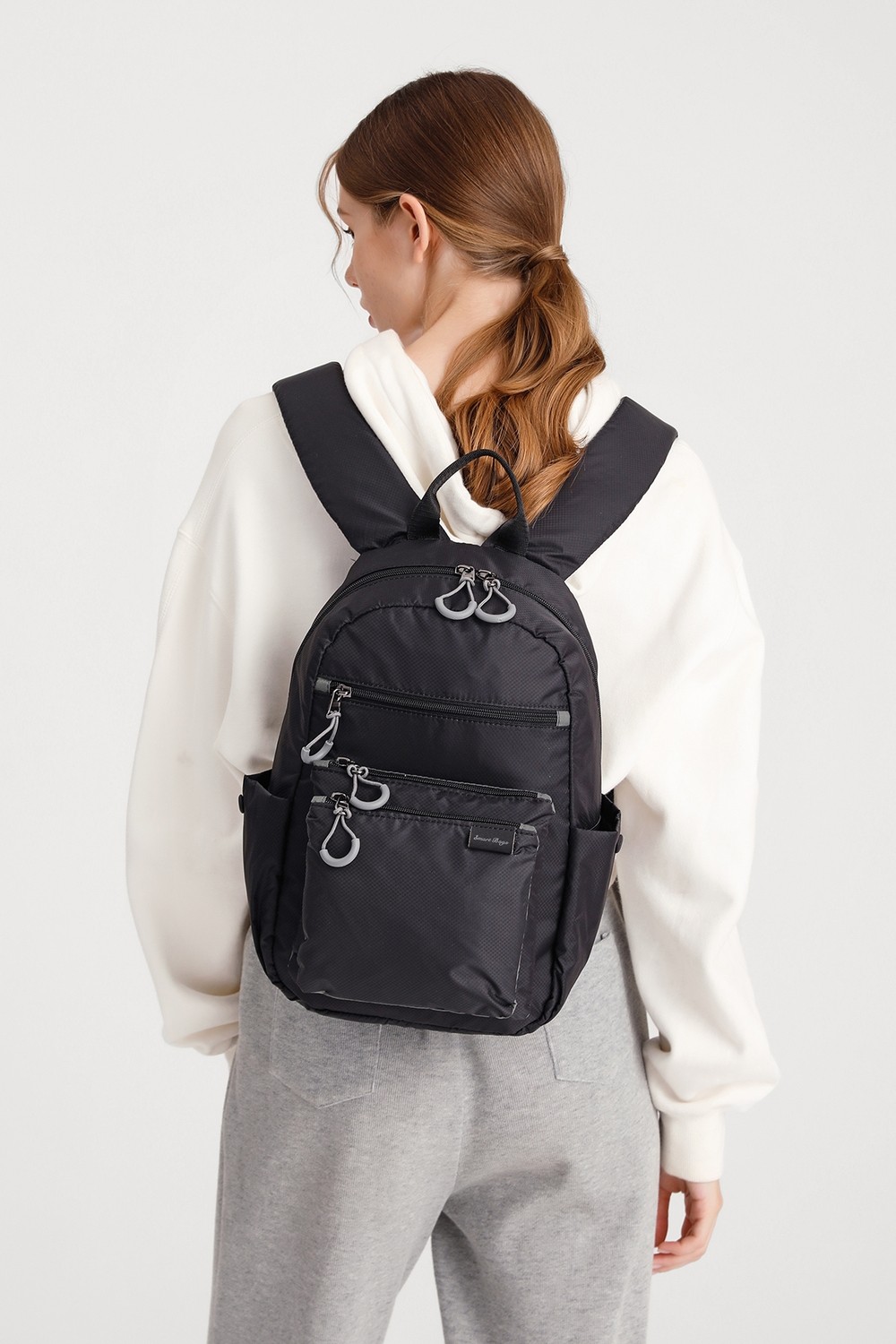 Smart Bags Açık Gri Günlük Orta Boy Hafif Kumaş Kadın Sırt Çantası görsel 7
