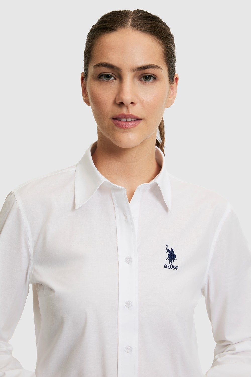 U.S. Polo Assn. Kadın Beyaz Uzun Kollu Basic Gömlek 50320205-VR013 görsel 2