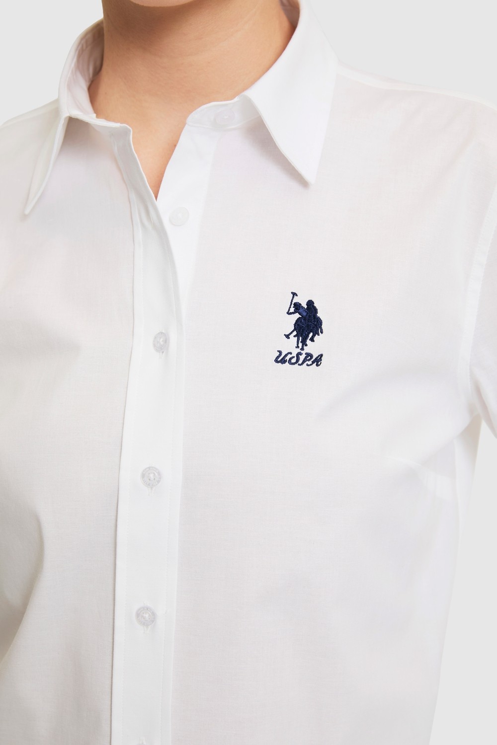 U.S. Polo Assn. Kadın Beyaz Uzun Kollu Basic Gömlek 50320205-VR013 görsel 6