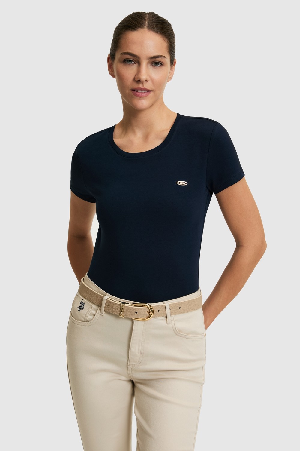 U.S. Polo Assn. Kadın Siyah Bisiklet Yaka Basic Tişört 50321809-VR046