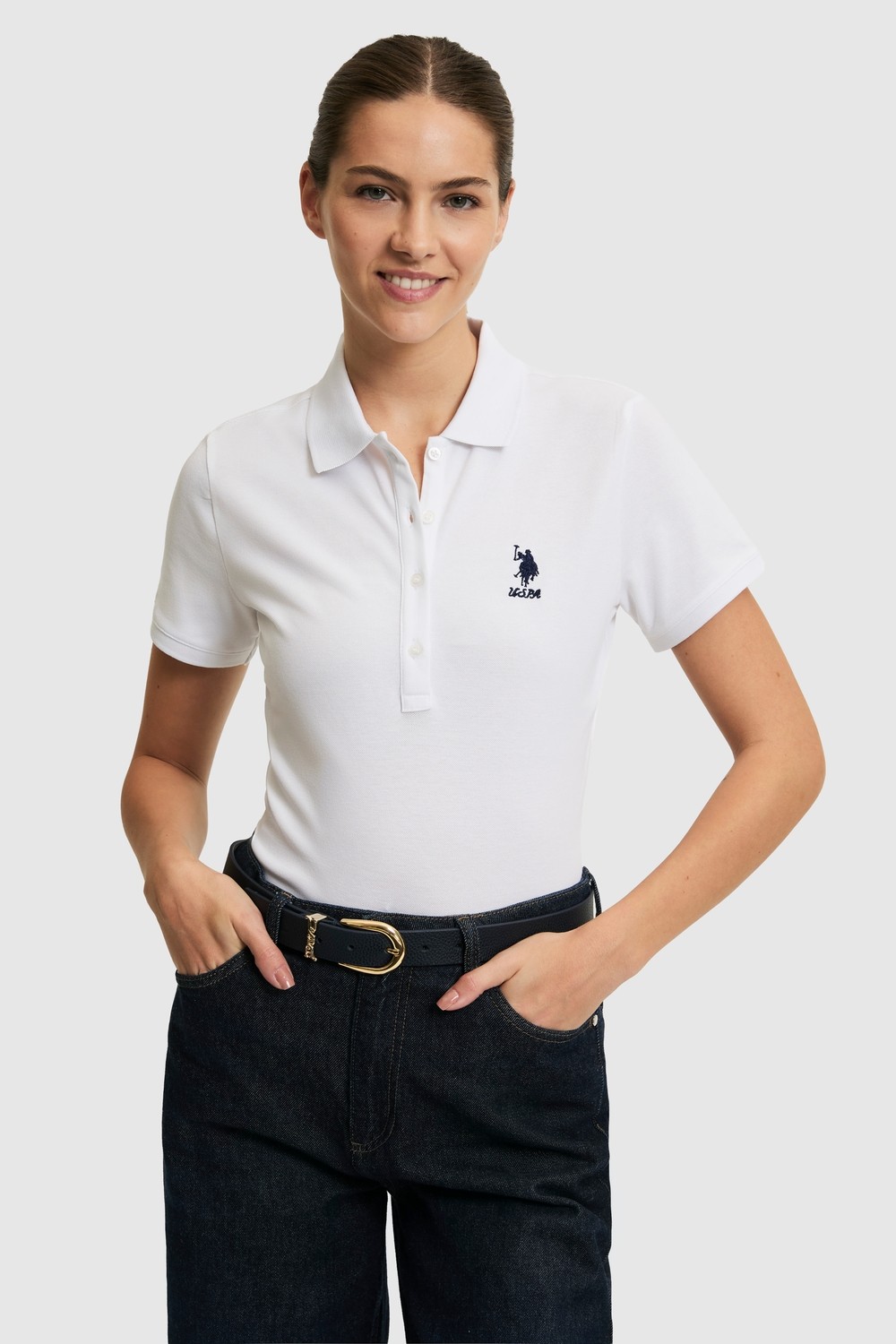 U.S. Polo Assn. Kadın Siyah Polo Yaka Basic Tişört 50321798-VR046