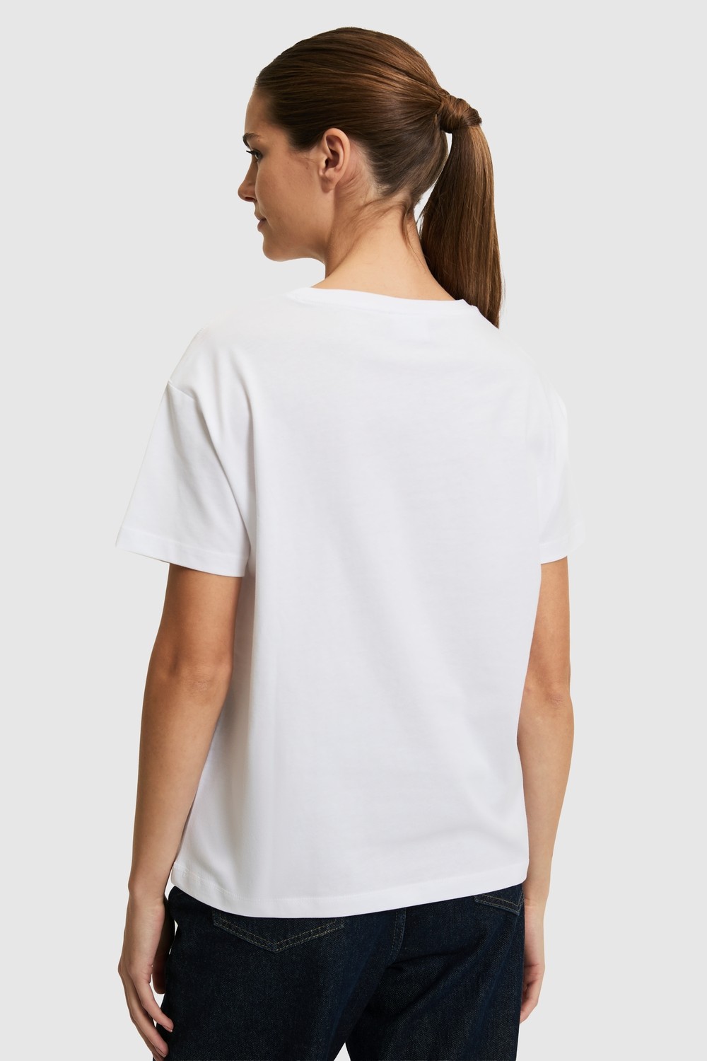 U.S. Polo Assn. Kadın Açık Bisiklet Yaka Tişört 50323561-VR078 görsel 5