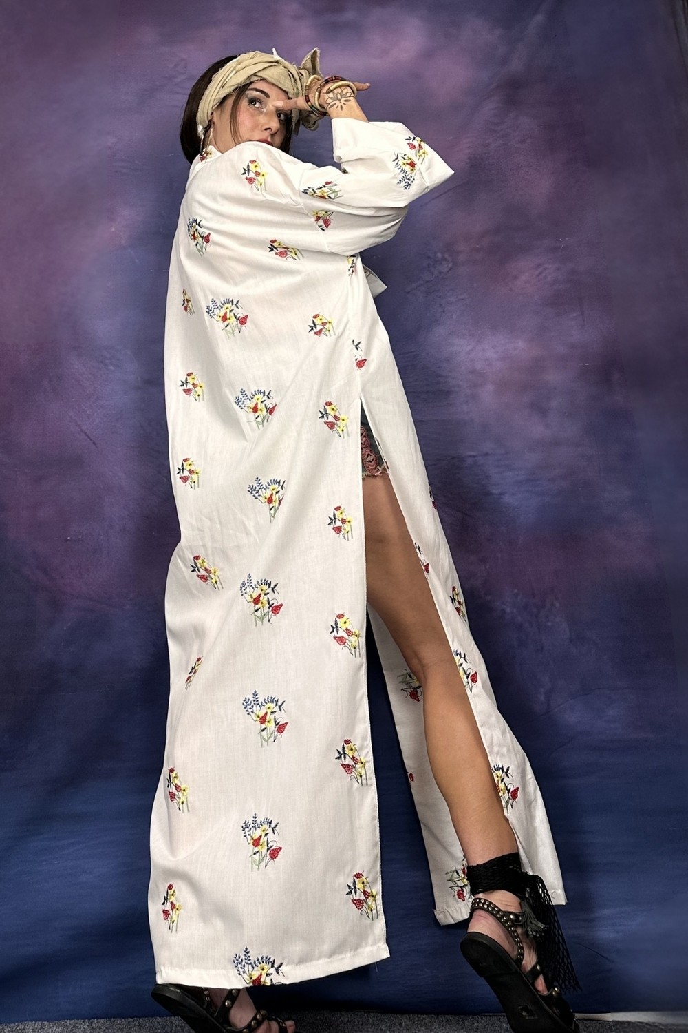 Quincey Nakışlı Poplin Kimono görsel 4