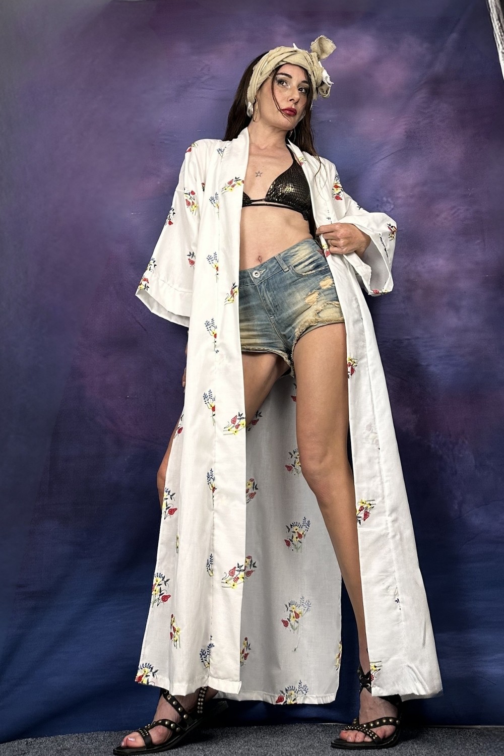 Quincey Nakışlı Poplin Kimono görsel 5