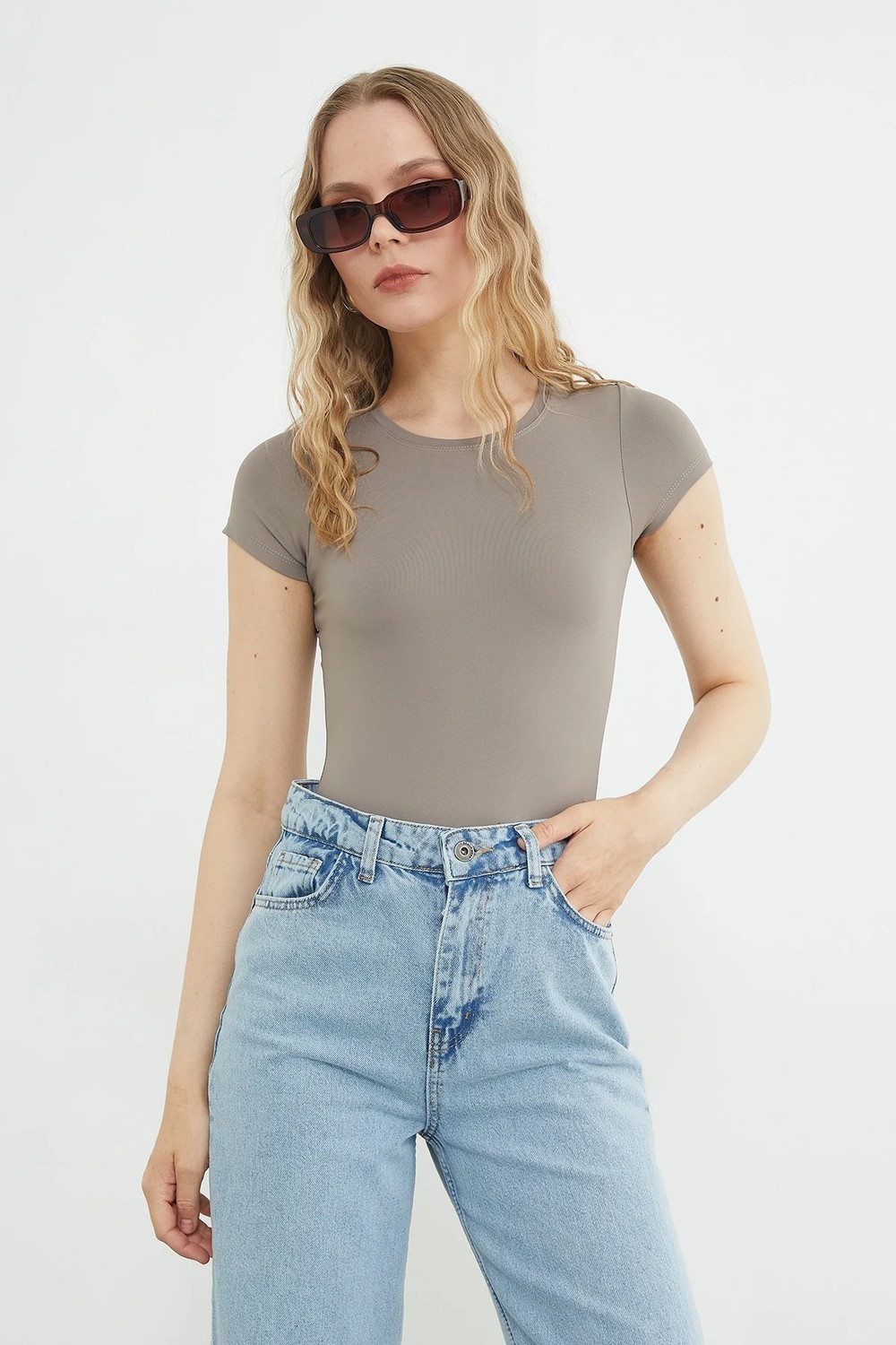 FullaModa Basic Bisiklet Yaka Çıtçıtlı Body görsel 6