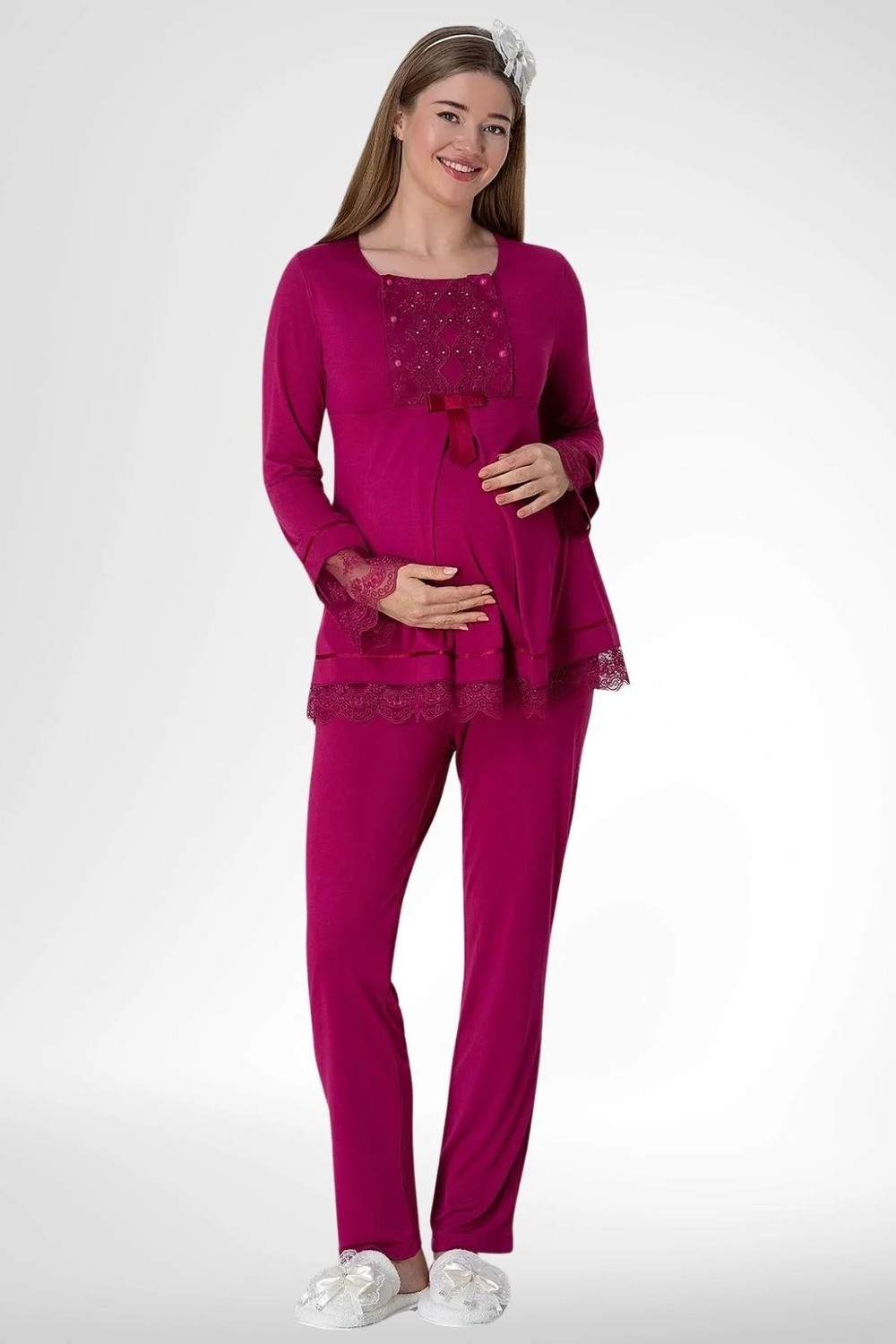 Mecit Pijama Mecit 1820 Fuşya Lohusa Pijama Takımı görsel 3