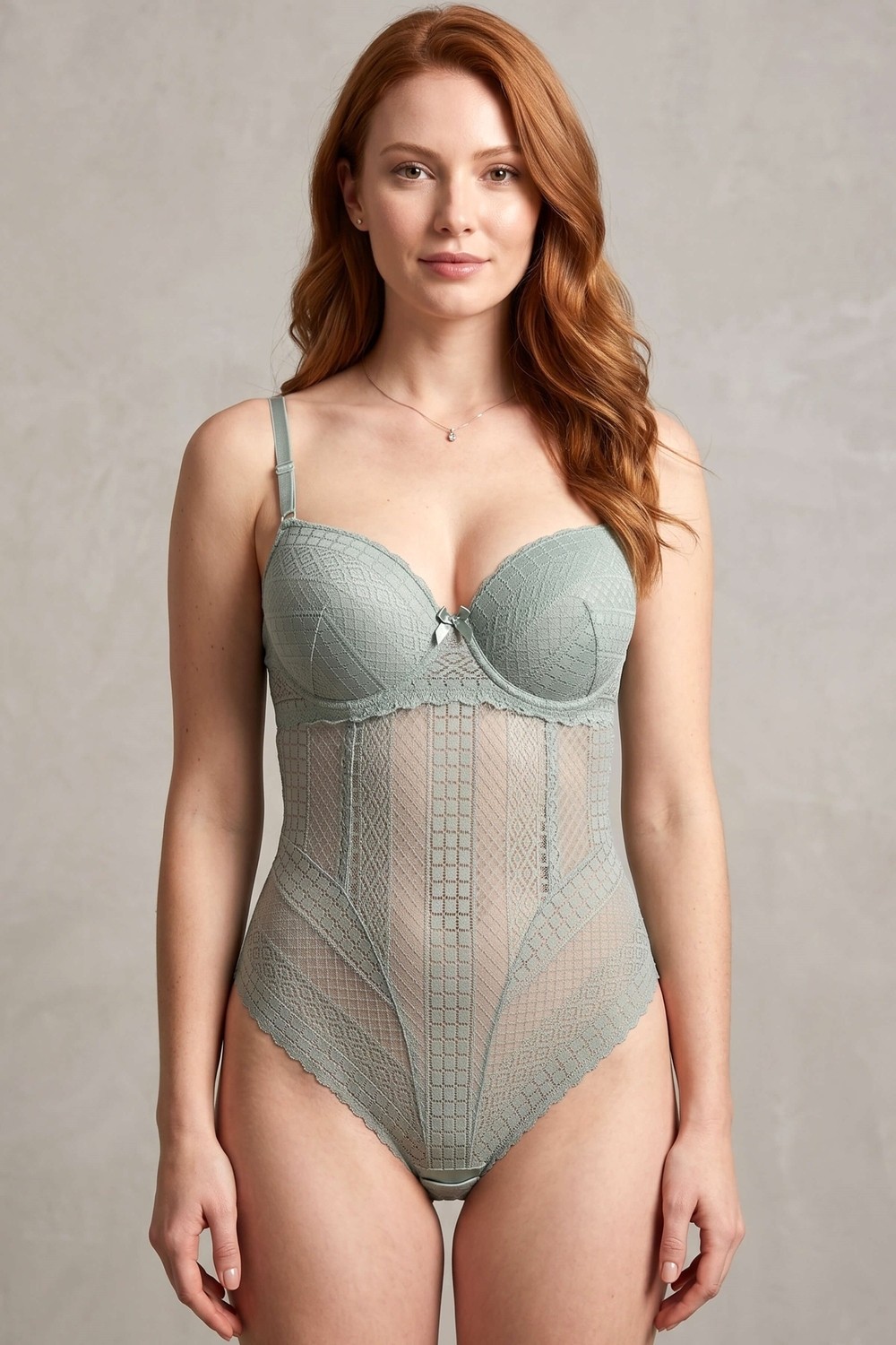 Hadiora Kadın Çağla Yeşili Dantelli Destekli Bodysuit