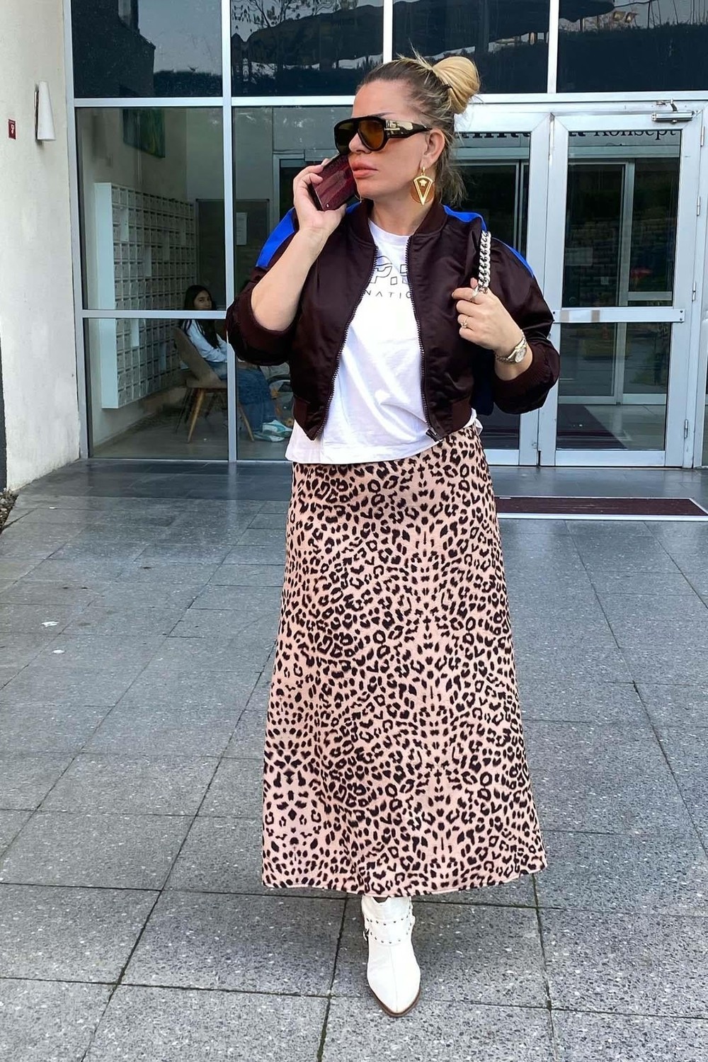 Zer Otantik Leopar Desen Büyük Beden Etek Vizon görsel 7