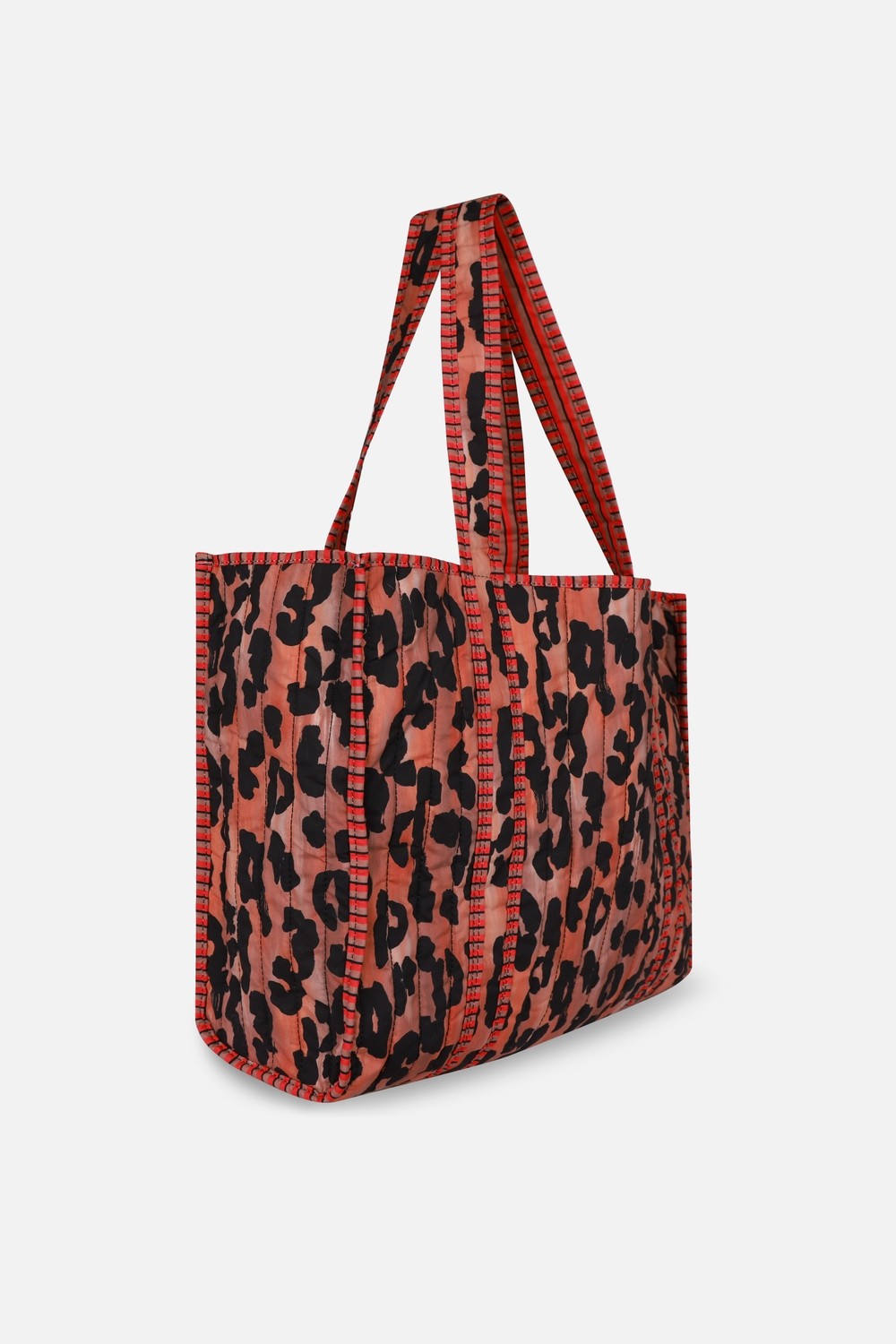 İcone Bag Patch Yama Desen Baskılı Kapitoneli Plaj Çantası, Içi Çizgili Baskılı Shopper Çanta, Pembe Plaj Çantası görsel 2