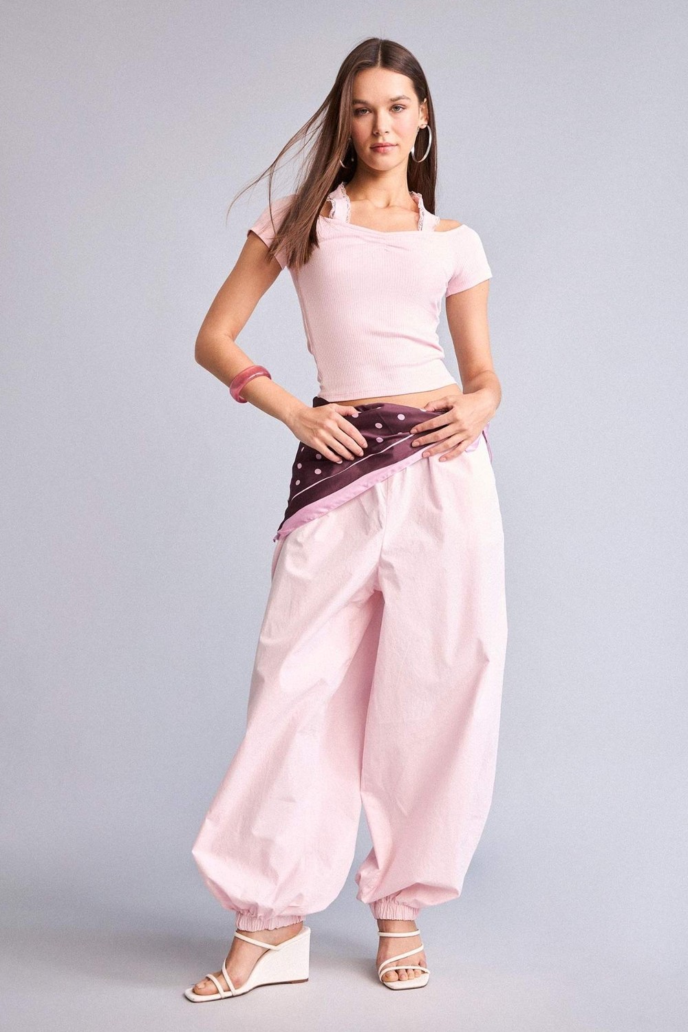 DeFacto %100 Pamuk Balloon Fit Çift Cepli Normal Bel Standart Boy Poplin Pantolon I0467AX26SM görsel 6