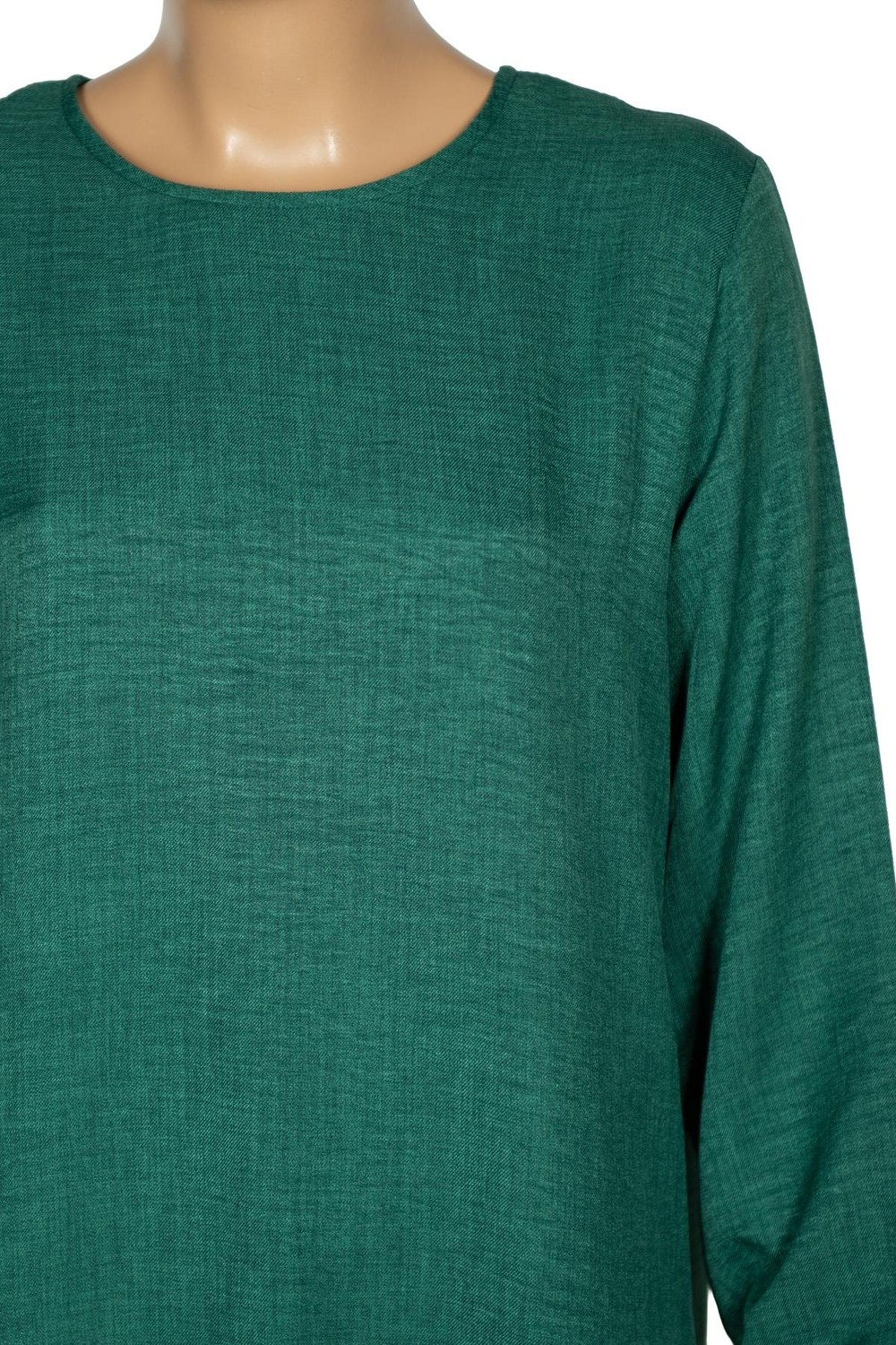 Hermevsim Missbah Kadın Efnan Keten Basic 115CM Yanı Yırtmaçlı Uzun Yeşil Tunik görsel 3