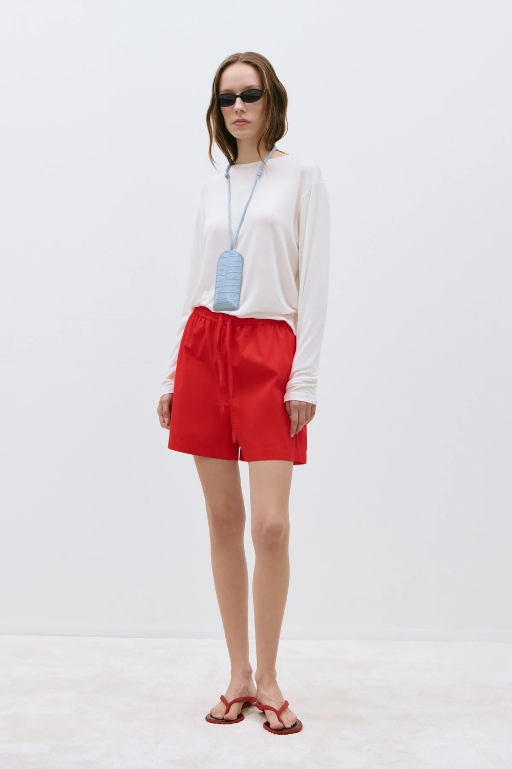 Suud Collection Lacivert Klara Yıkamalı Poplin Şort