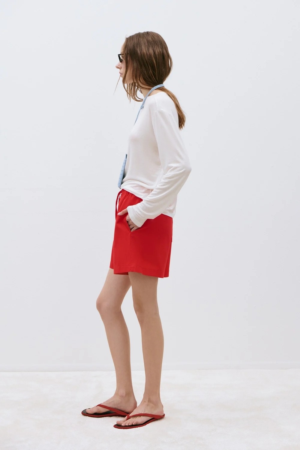 Suud Collection Lacivert Klara Yıkamalı Poplin Şort görsel 3
