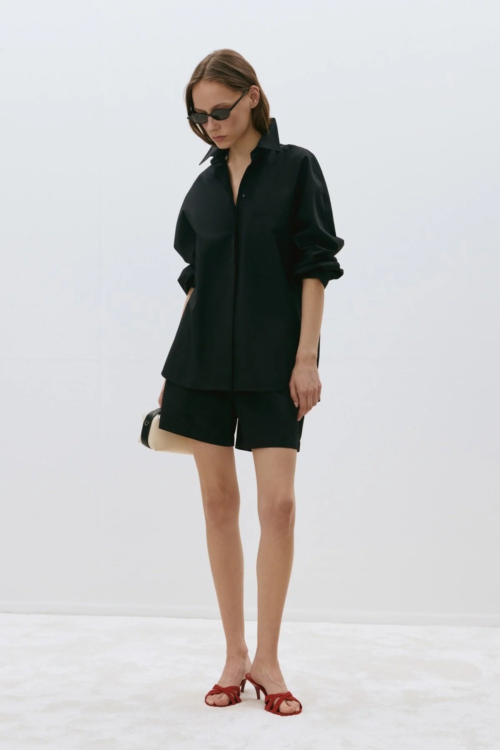 Suud Collection Siyah Klara Yıkamalı Poplin Gömlek