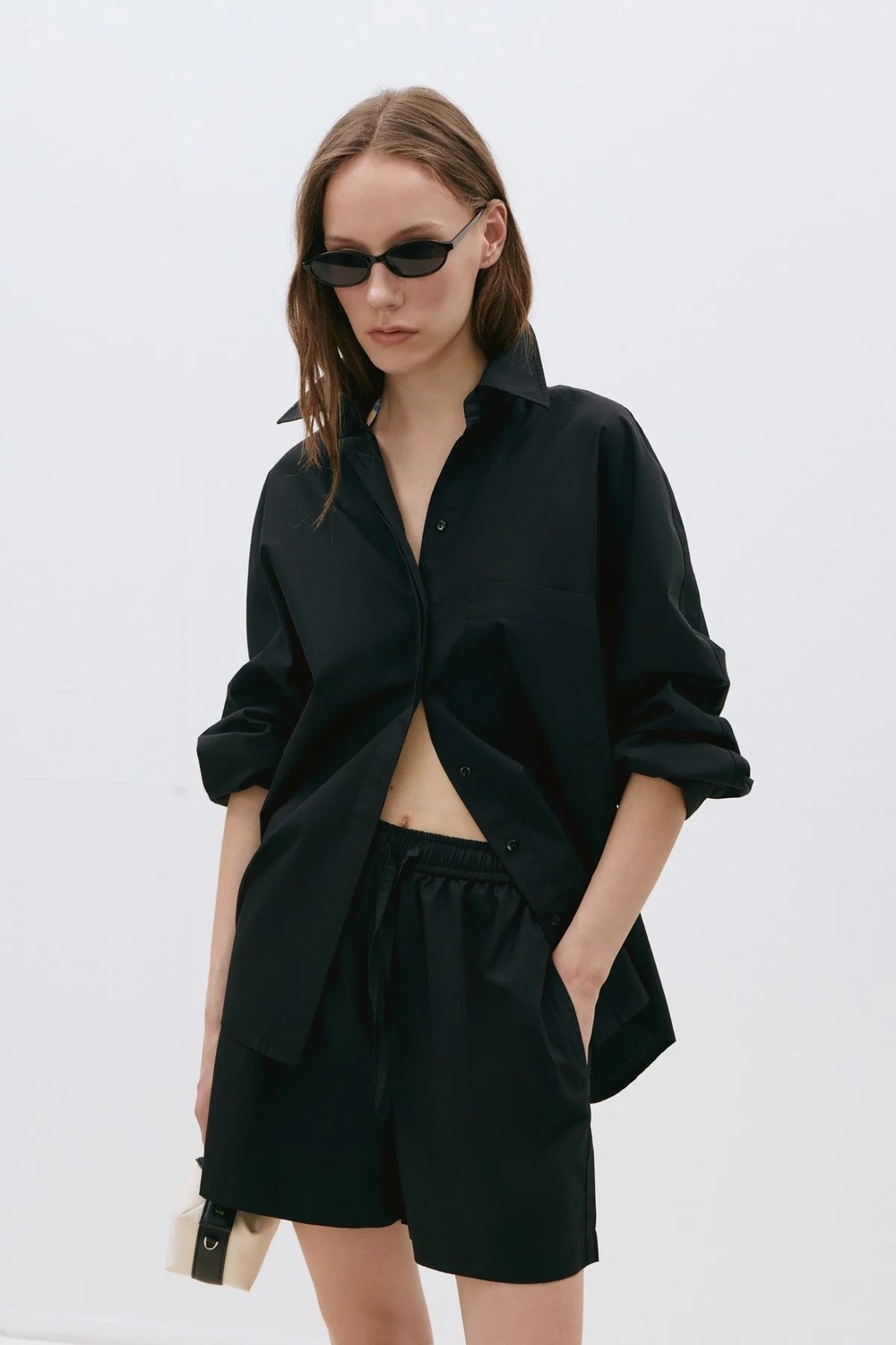Suud Collection Siyah Klara Yıkamalı Poplin Gömlek görsel 6