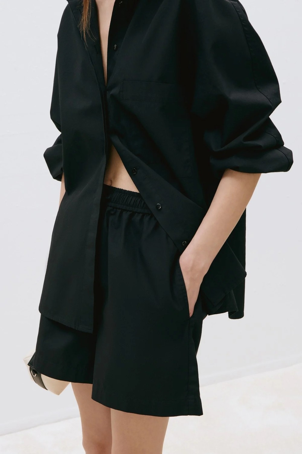 Suud Collection Siyah Klara Yıkamalı Poplin Gömlek görsel 7