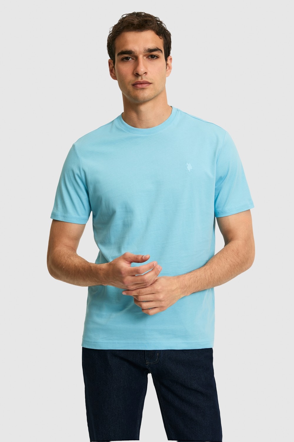 U.S. Polo Assn. Erkek Regular Fit Bisiklet Yaka Bej Basic Tişört 50326953-VR011