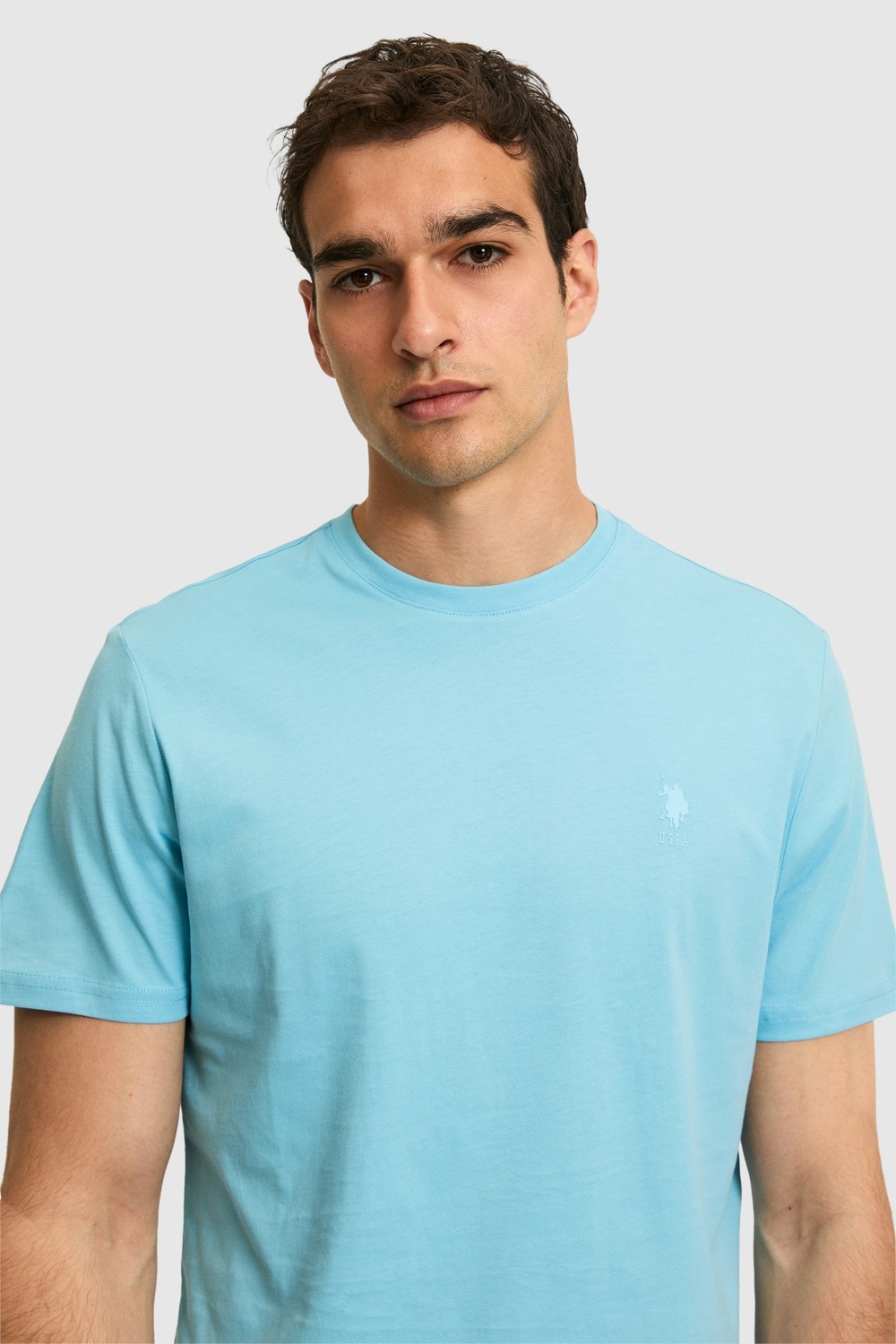 U.S. Polo Assn. Erkek Regular Fit Bisiklet Yaka Bej Basic Tişört 50326953-VR011 görsel 2