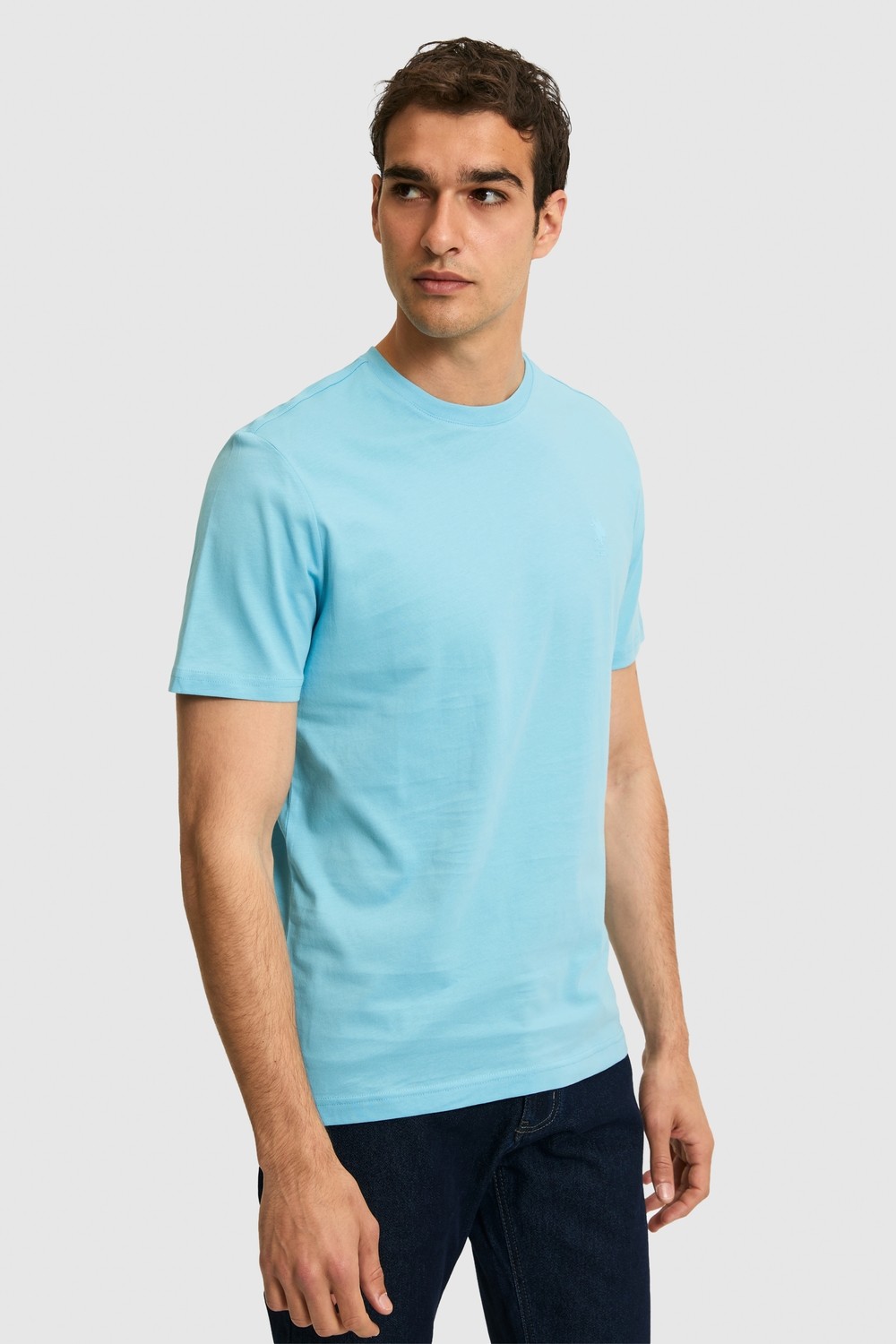 U.S. Polo Assn. Erkek Regular Fit Bisiklet Yaka Bej Basic Tişört 50326953-VR011 görsel 3