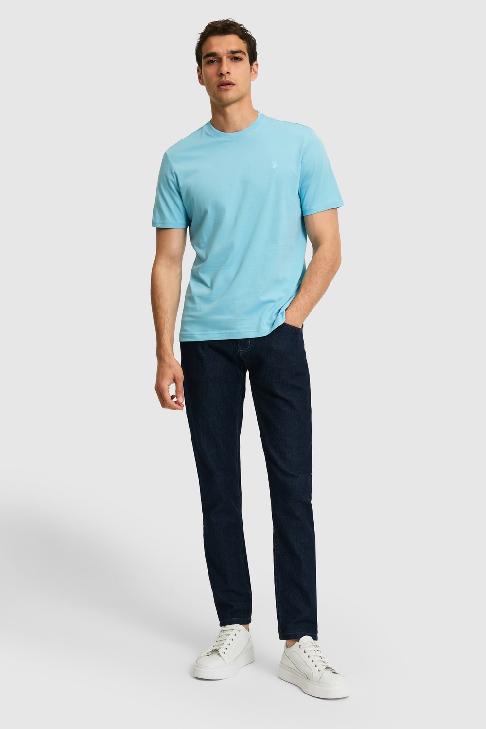 U.S. Polo Assn. Erkek Regular Fit Bisiklet Yaka Bej Basic Tişört 50326953-VR011 görsel 4
