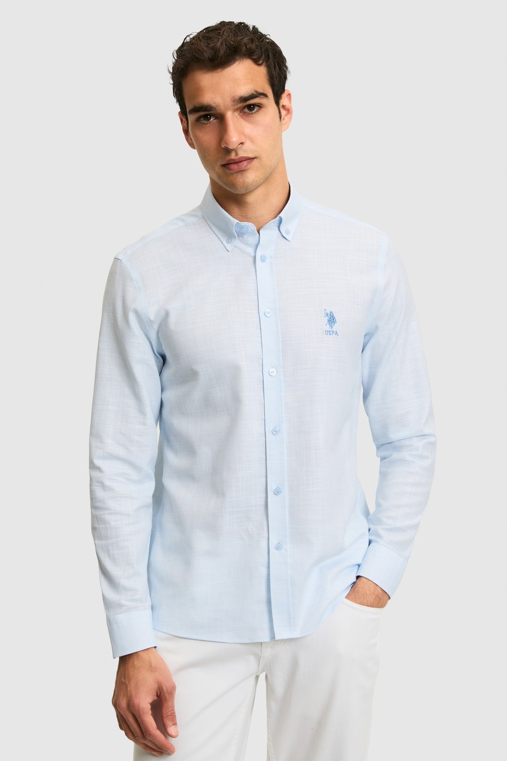 U.S. Polo Assn. Erkek Açık Mavi Uzun Kollu Gömlek 50324718-VR003 görsel 3
