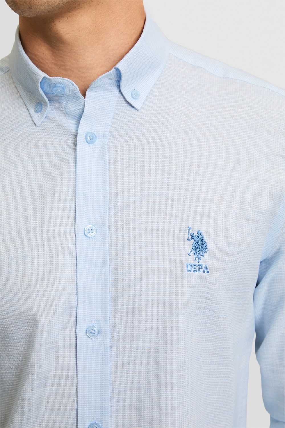 U.S. Polo Assn. Erkek Açık Mavi Uzun Kollu Gömlek 50324718-VR003 görsel 6