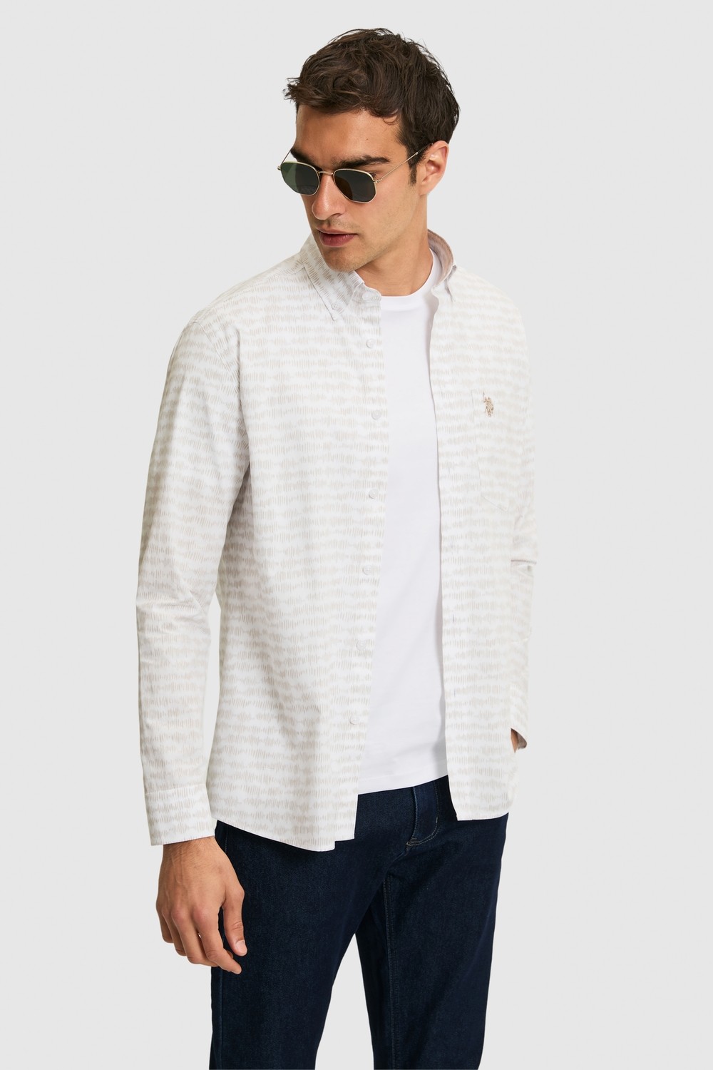 U.S. Polo Assn. Erkek Bej Uzun Kollu Gömlek 50324655-VR011